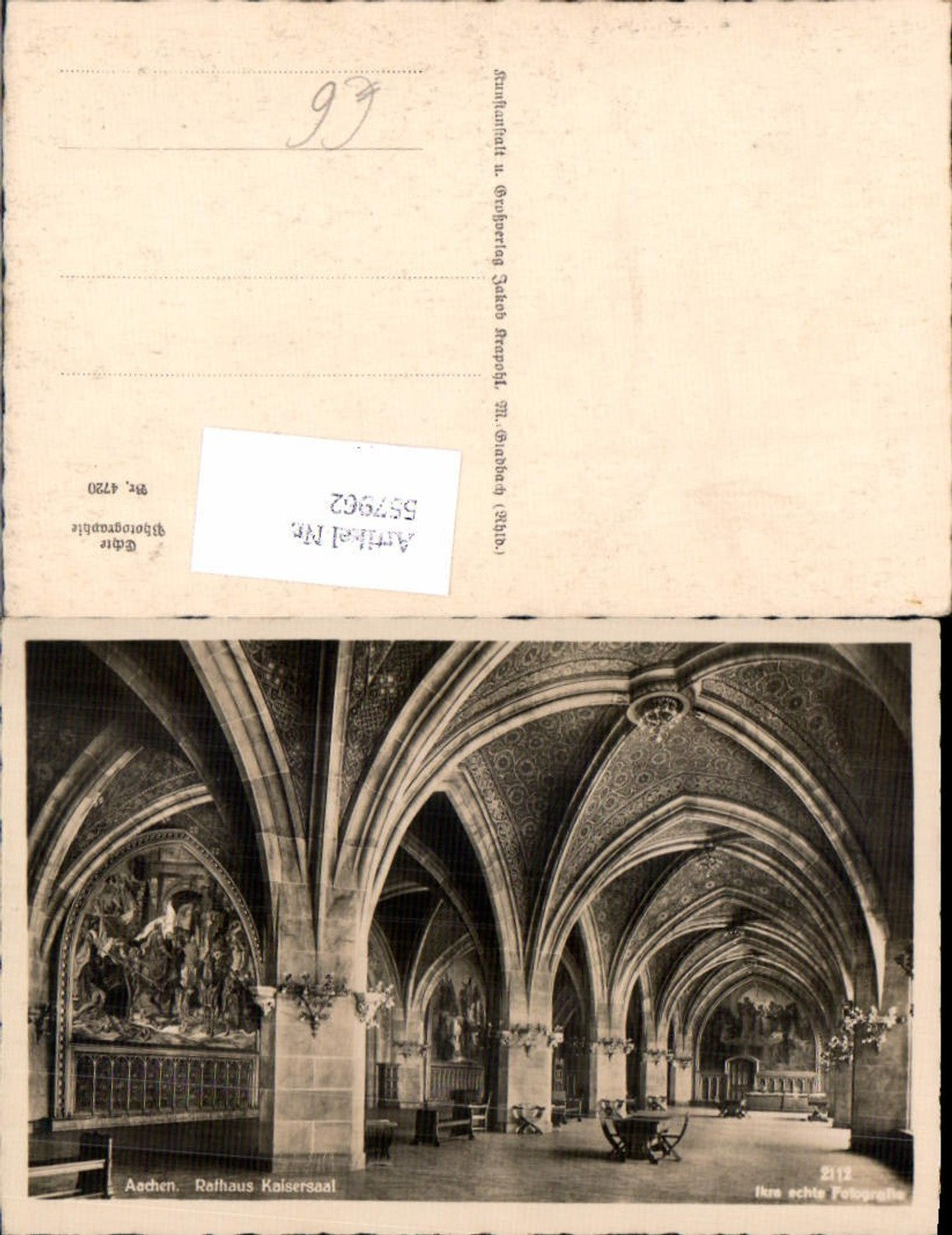 557962,Foto Ak Aachen Rathaus Kaisersaal