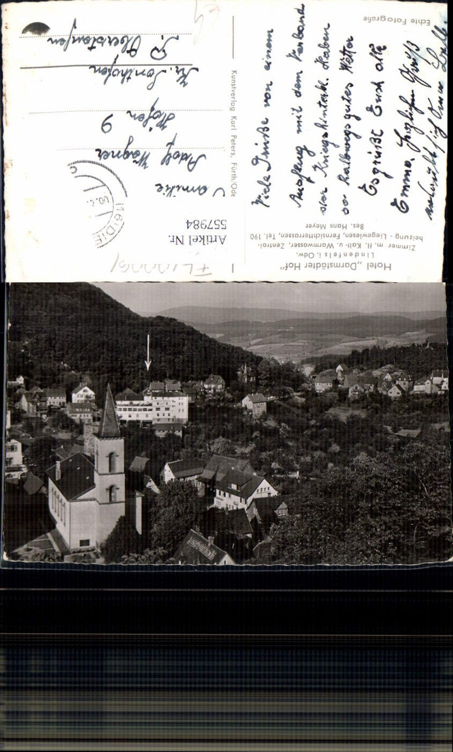 557984,Foto Ak Lindenfels i. Odenwald Pfeil Hotel Darmstädter Hof