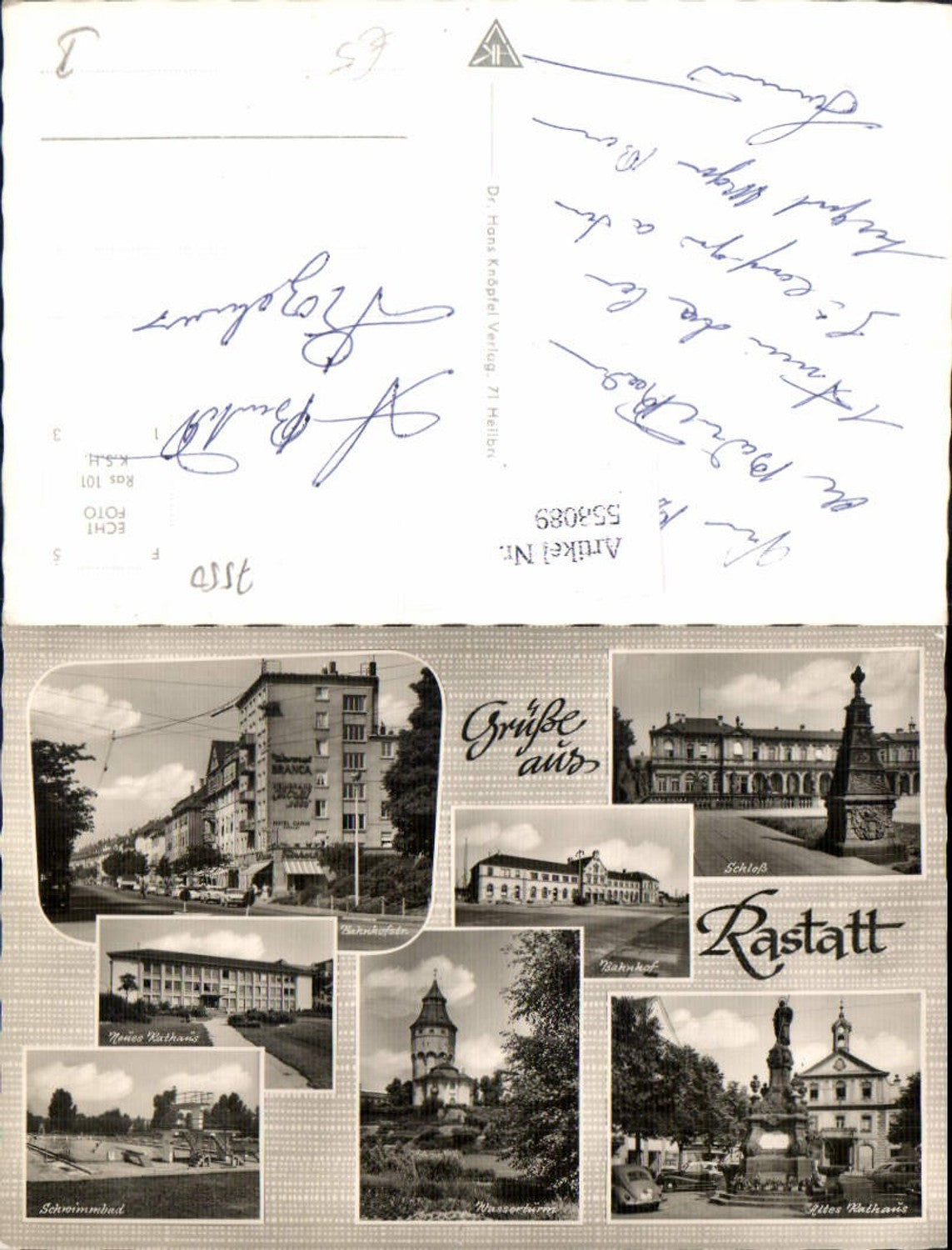 558089,Mehrbild Ak Rastatt Schwimmbad Wasserturm