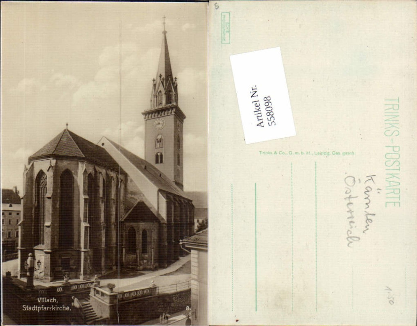 558098,Foto-AK Villach Stadtpfarrkirche Kirche pub Trinks
