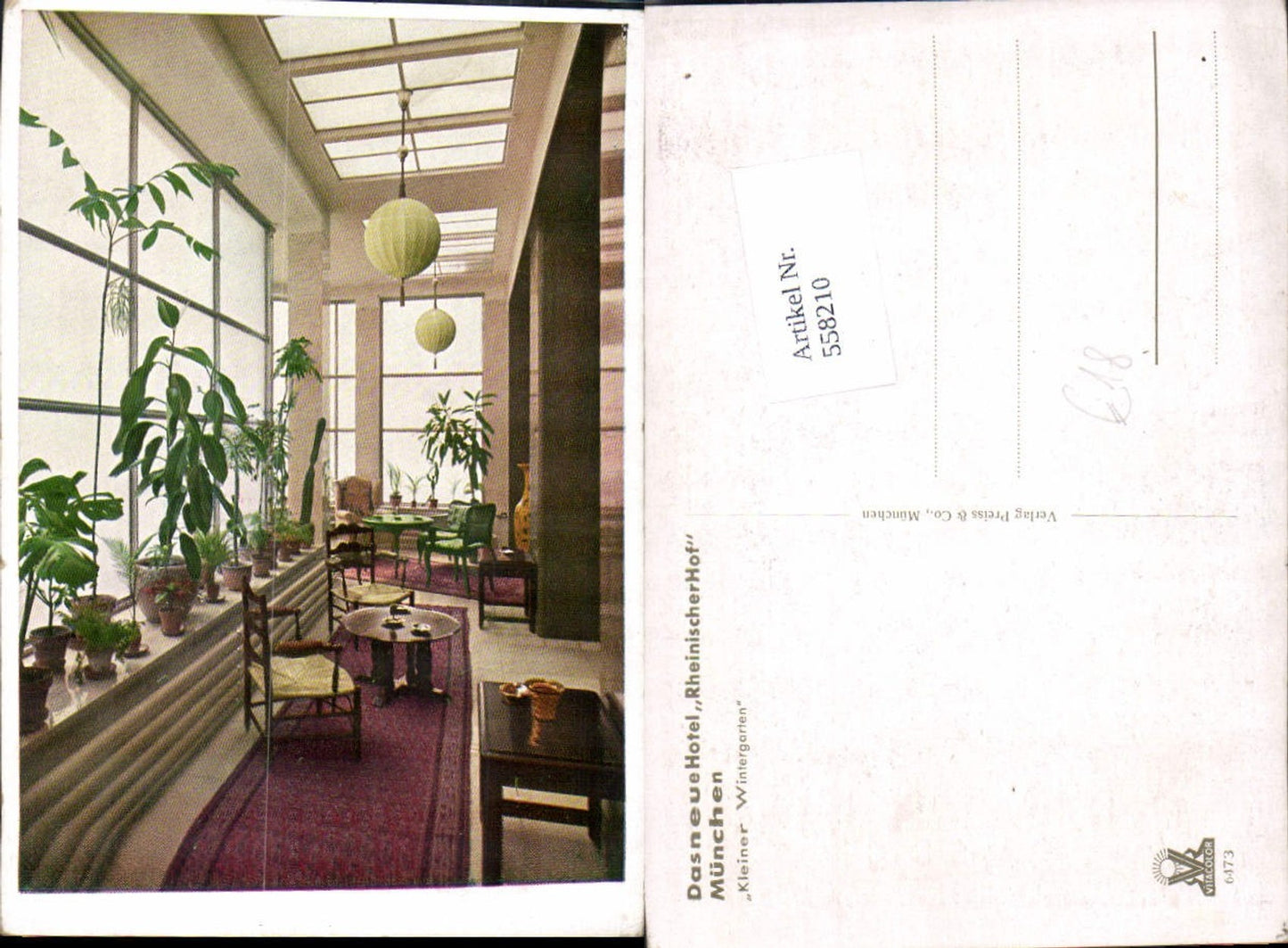 558210,tolle AK München Hotel Rheinischer Hof Wintergarten
