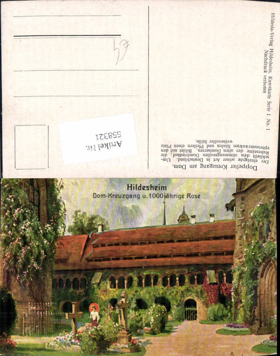 558321,tolle Künstler AK Hildesheim Dom Kreuzgang