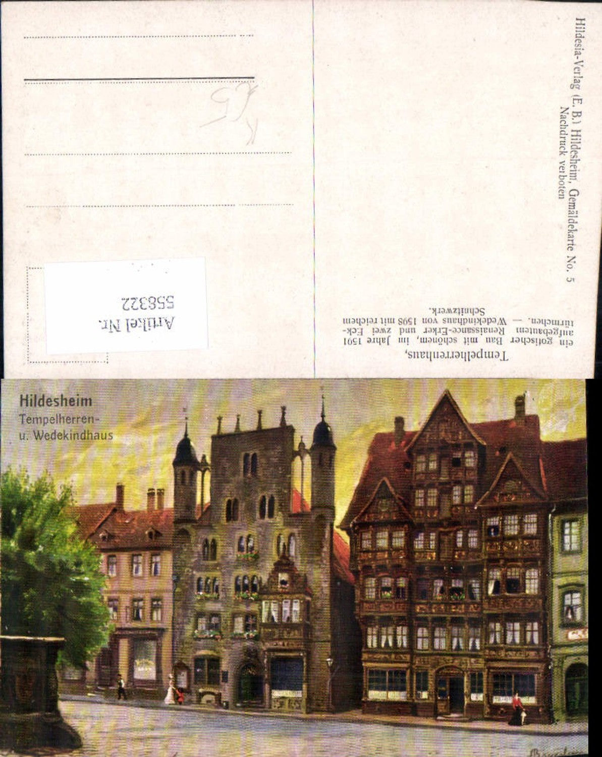 558322,tolle Künstler AK Hildesheim Tempelherren Wiedekindhaus