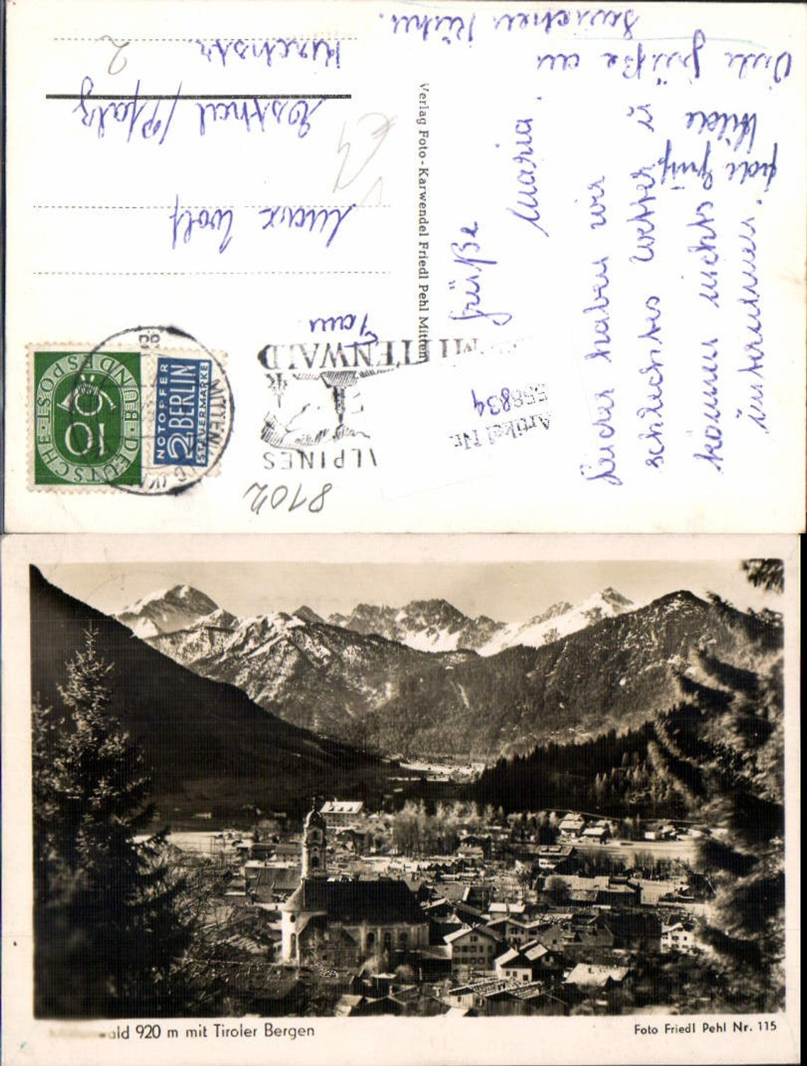 558834,Foto Ak Mittenwald m. Tiroler Bergen pub Friedl Pehl 115
