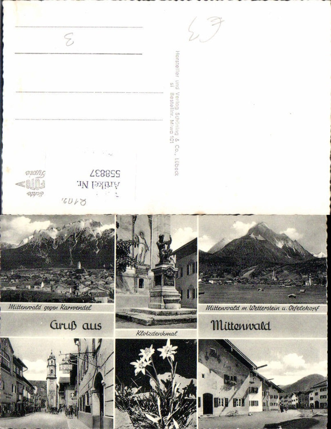 558837,Mehrbild Ak Mittenwald Klotzdenkmal Dorfansichten