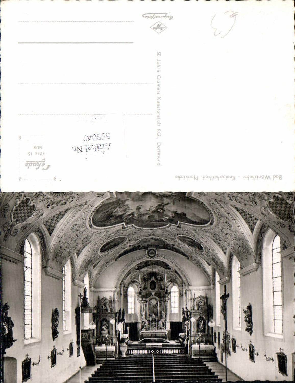 558847,Foto Ak Bad Wörishofen Kneippheilbad Pfarrkirche Innenansicht Religion