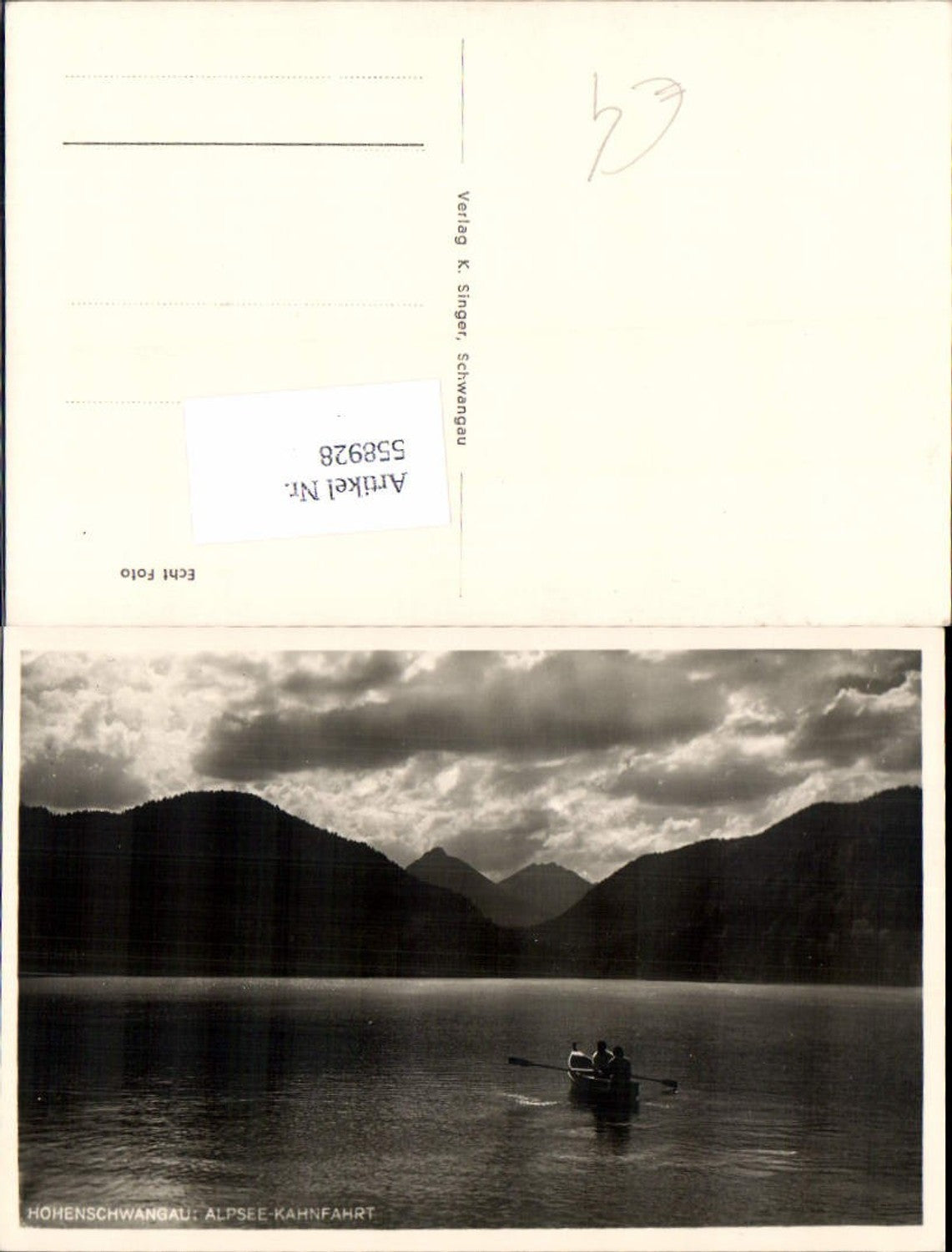 558928,Foto Ak Hohenschwangau Alpsee Kahnfahrt Ruderboot Boot Schwangau