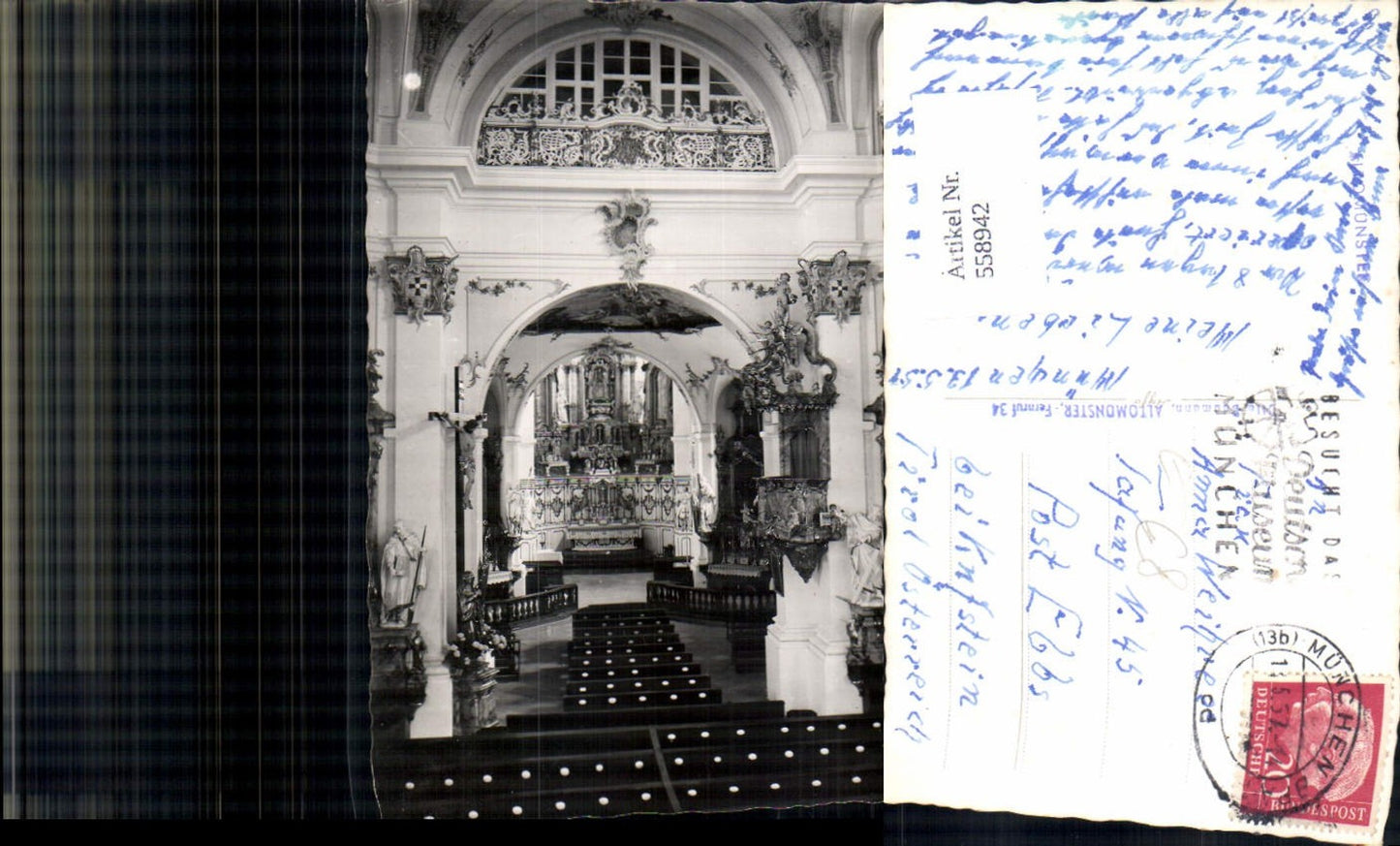 558942,Foto Ak Altomünster Kirche Innenansicht