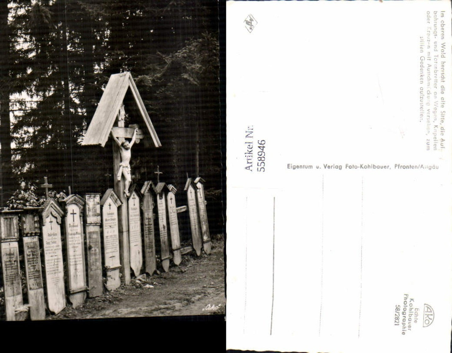 558946,Totenbretter i. Bayer. Wald b. Pfronten Marterl Tod Religion Kreuz
