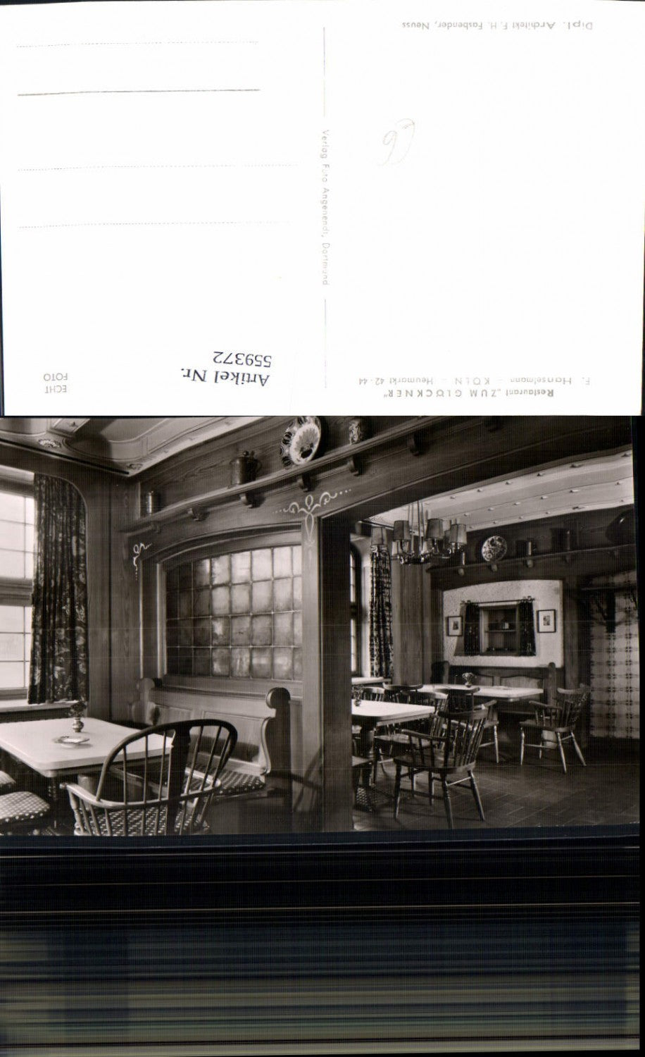 559372,Foto Ak Köln Restaurant Zum Glöckner Gaststube Innen