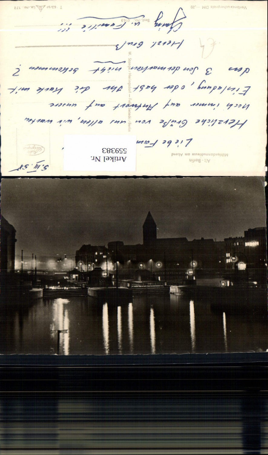 559383,Foto Ak Alt Berlin Mühlendammschleuse am Abend