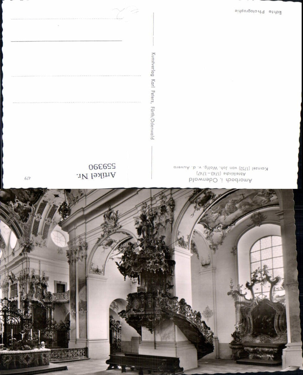 559390,Foto Ak Amorbach i. Odenwald Abteikirche Kanzel