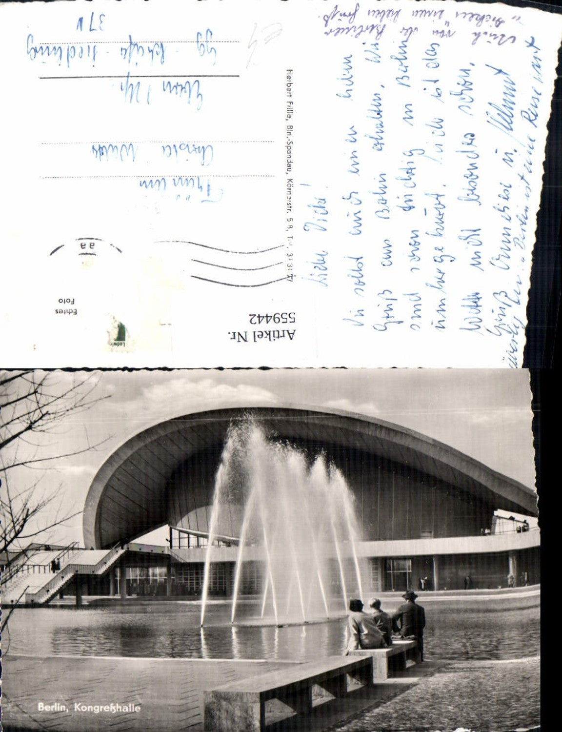 559442,Foto Ak Berlin Kongresshalle Springbrunnen Brunnen