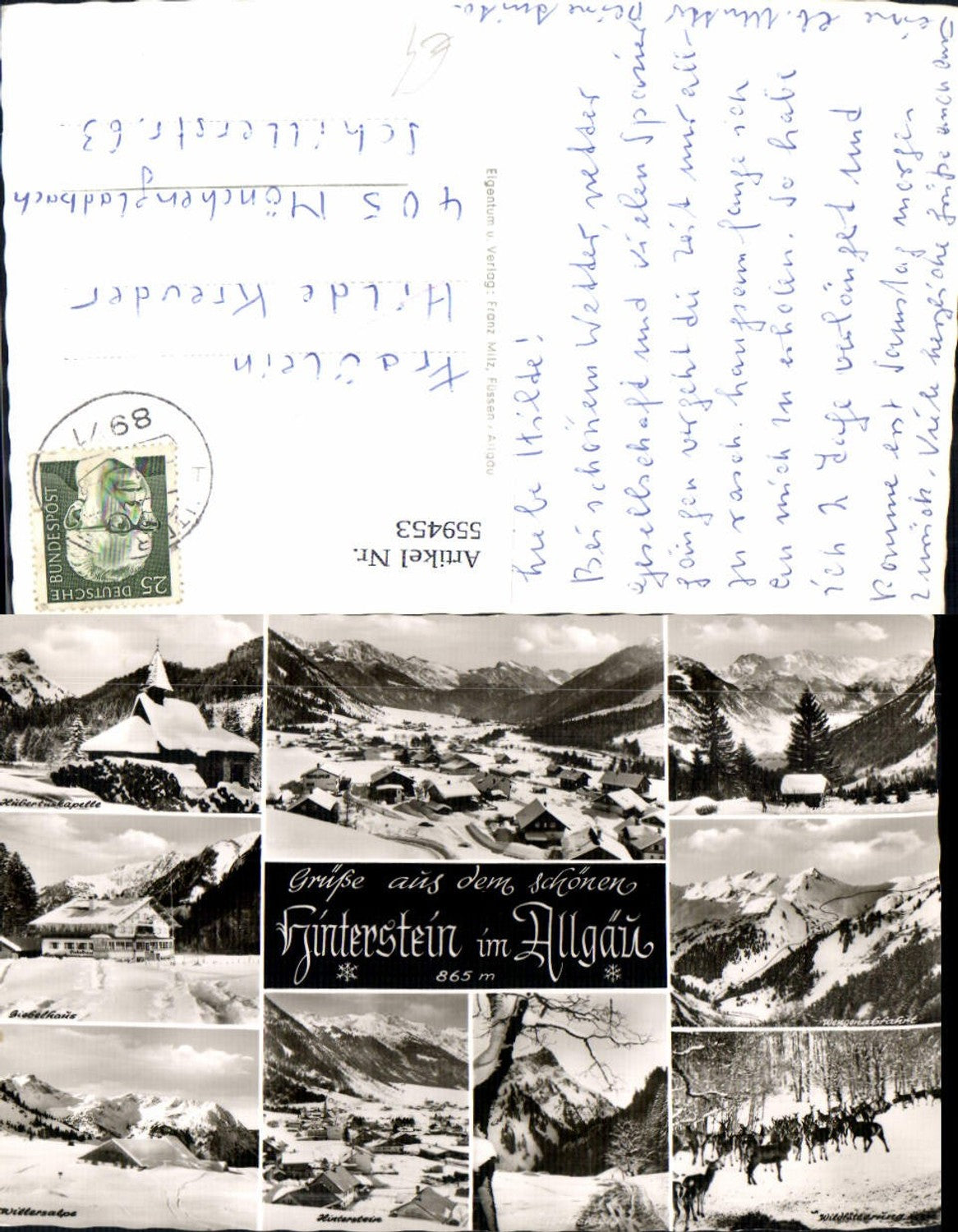 559453, Multi-image postcard of Hinterstein i. Allgäu, Bad Hindelang, winter view of Willersalpe