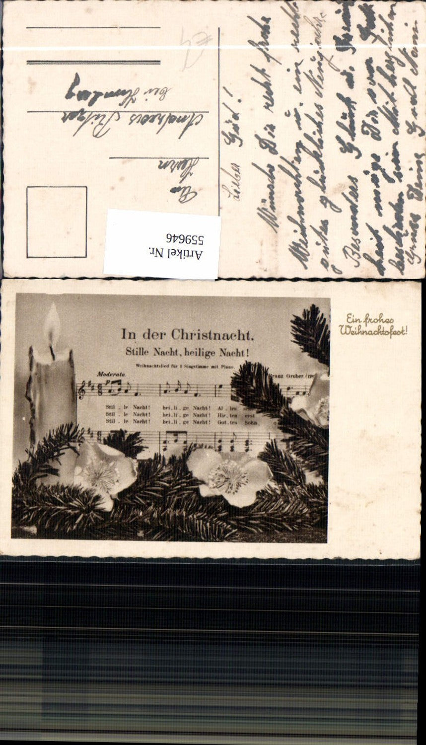 559646,Weihnachten In der Christnacht Stille Nacht Liedtext Kerze Schneerose Tannenzweig