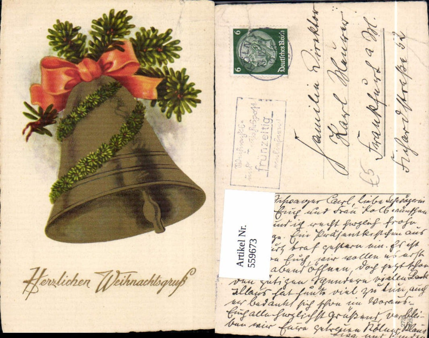 559673,Weihnachten Glocke Schleife Tannenzweig
