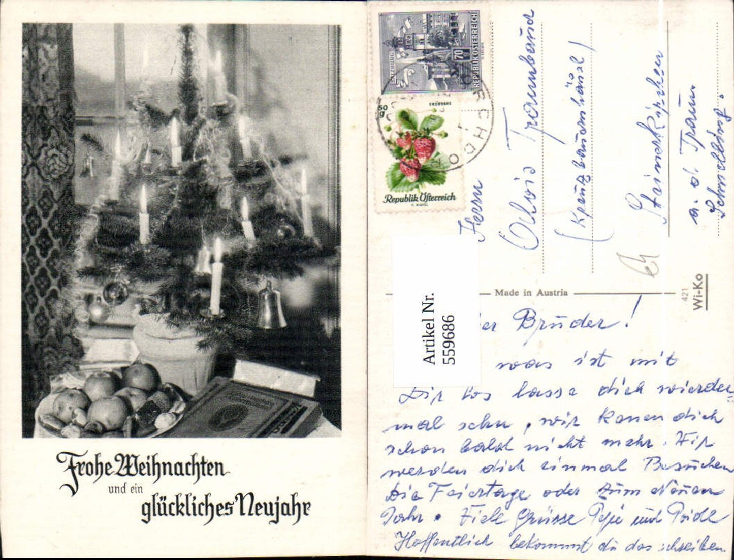 559686,Weihnachten Weihnachtsbaum Teller m. Äpfel Lebkuchen Buch