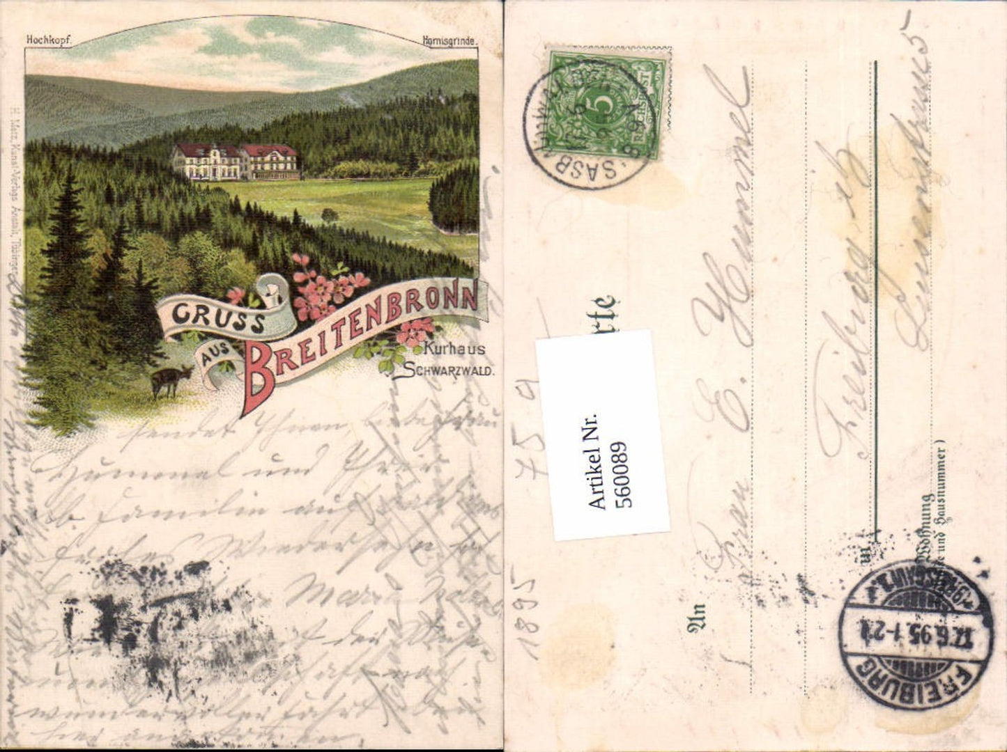 560089,tolle Lithographie Breitenbrunn Schwarzwald HAITERBACH SCHOPFLOCH