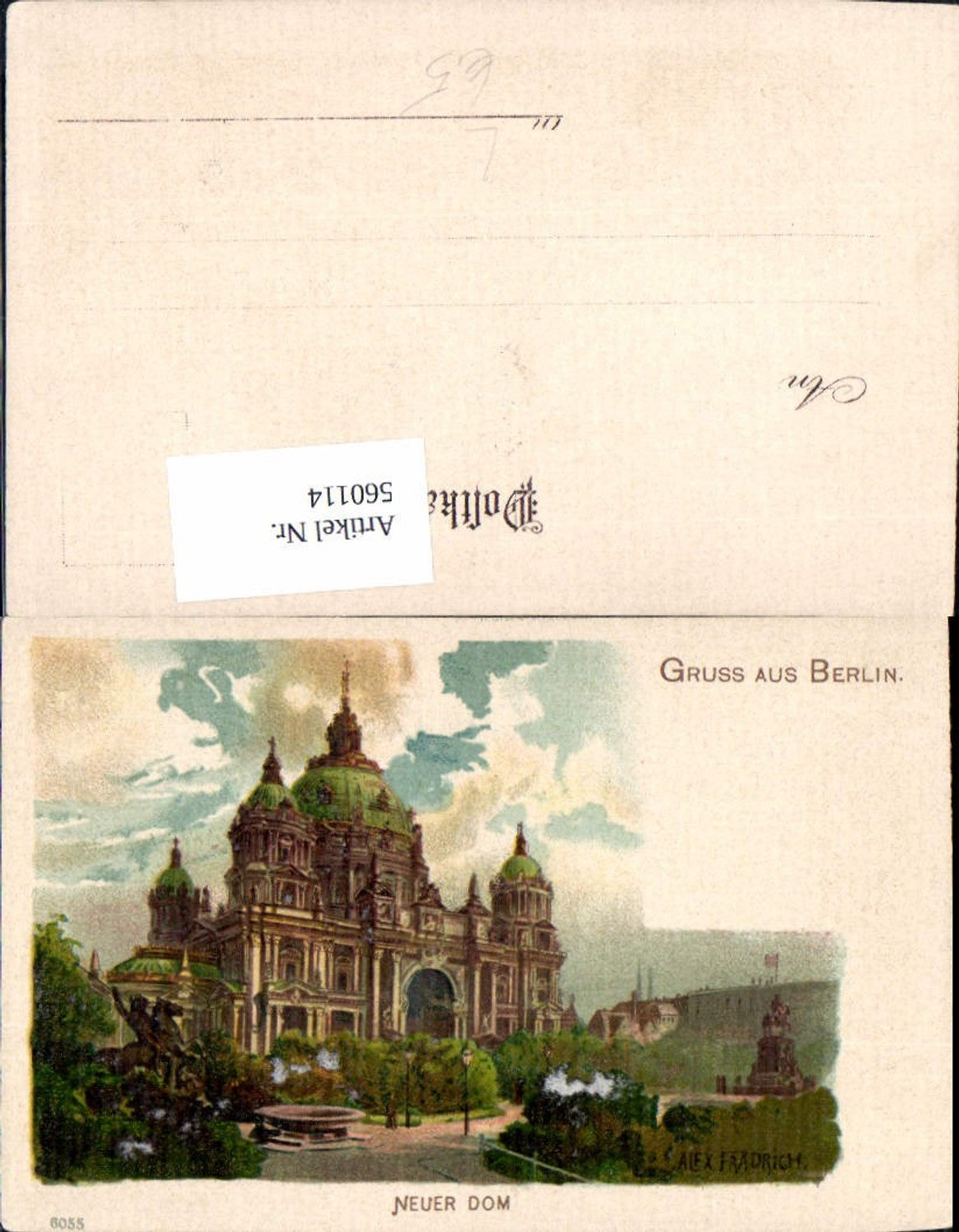 560114,tolle Künstler Lithographie Alex Frädrich Gruß aus Berlin Dom