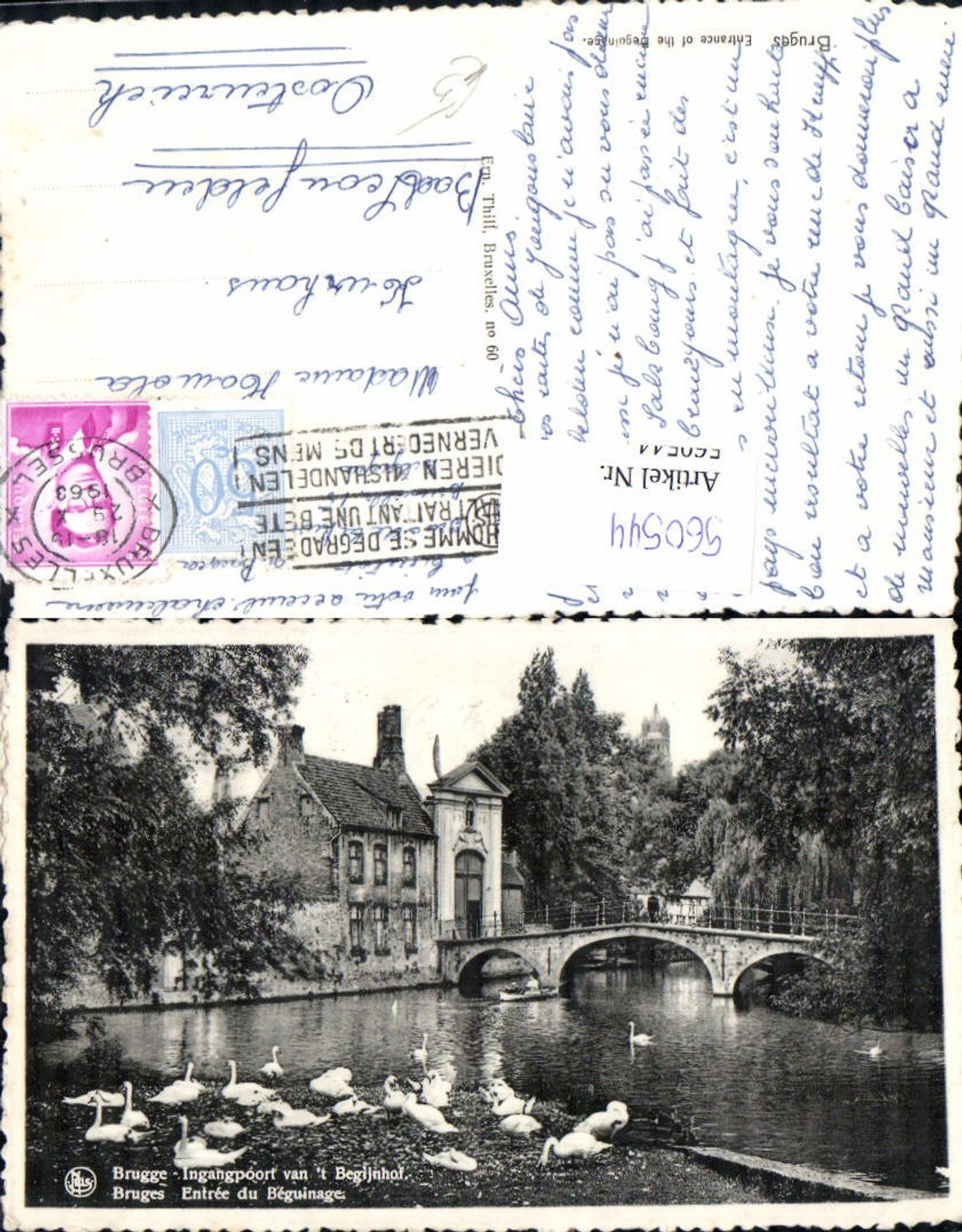 560544,Belgium Brugge Bruges Brügge Ingangpoort van t Begijnhof Schwäne Brücke