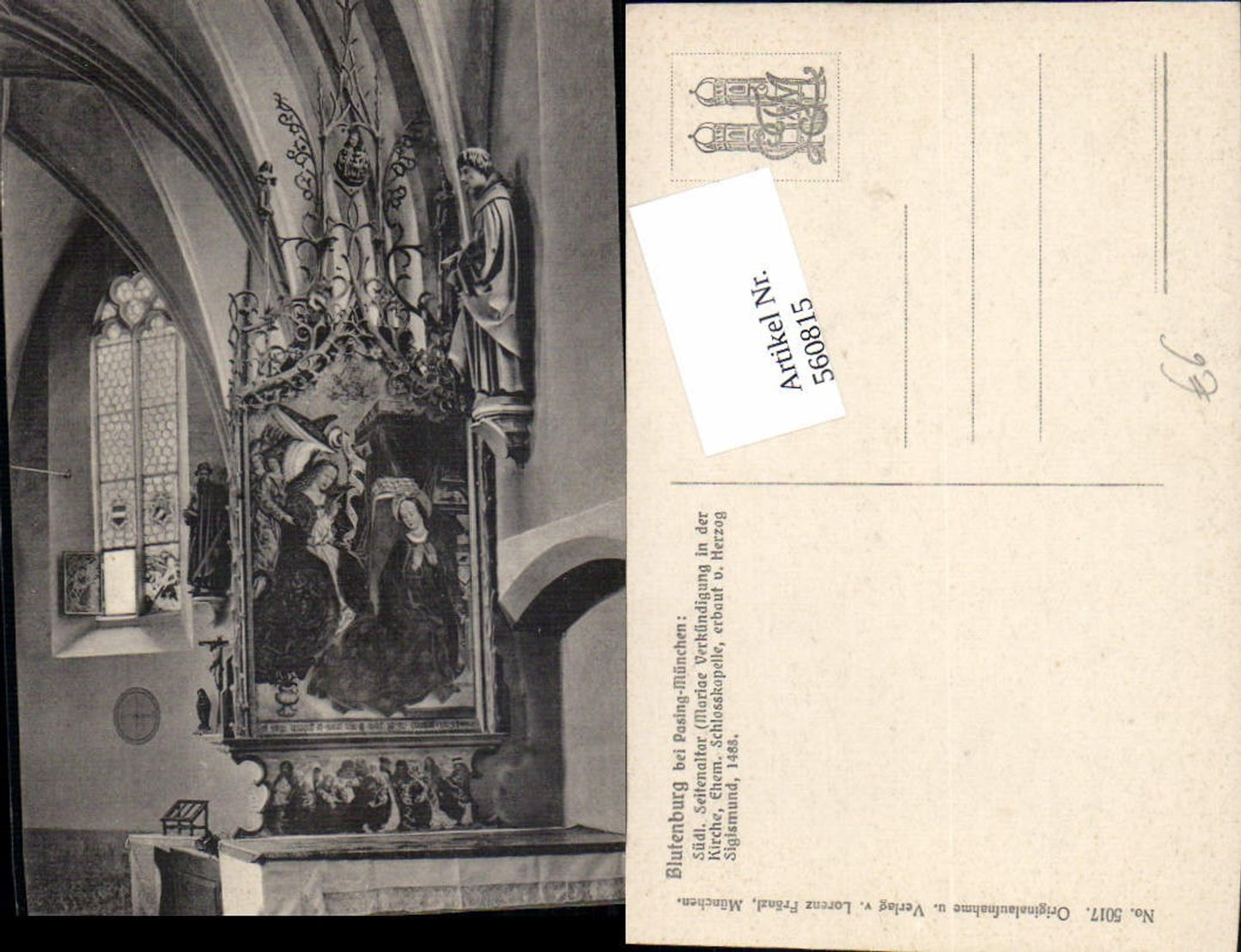 560815,Blutenberg München Obermenzing Schlosskapelle Seitenaltar Kirche