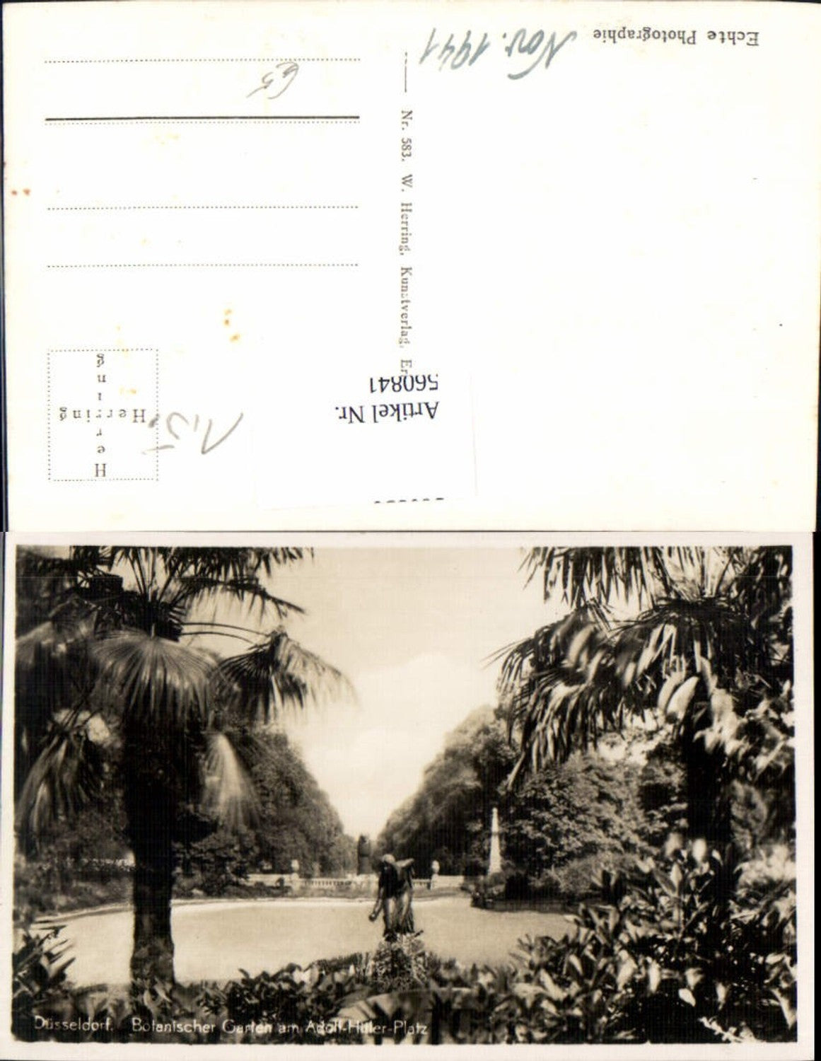 560841,Foto Ak Düsseldorf Botanischer Garten Statue Brunnen