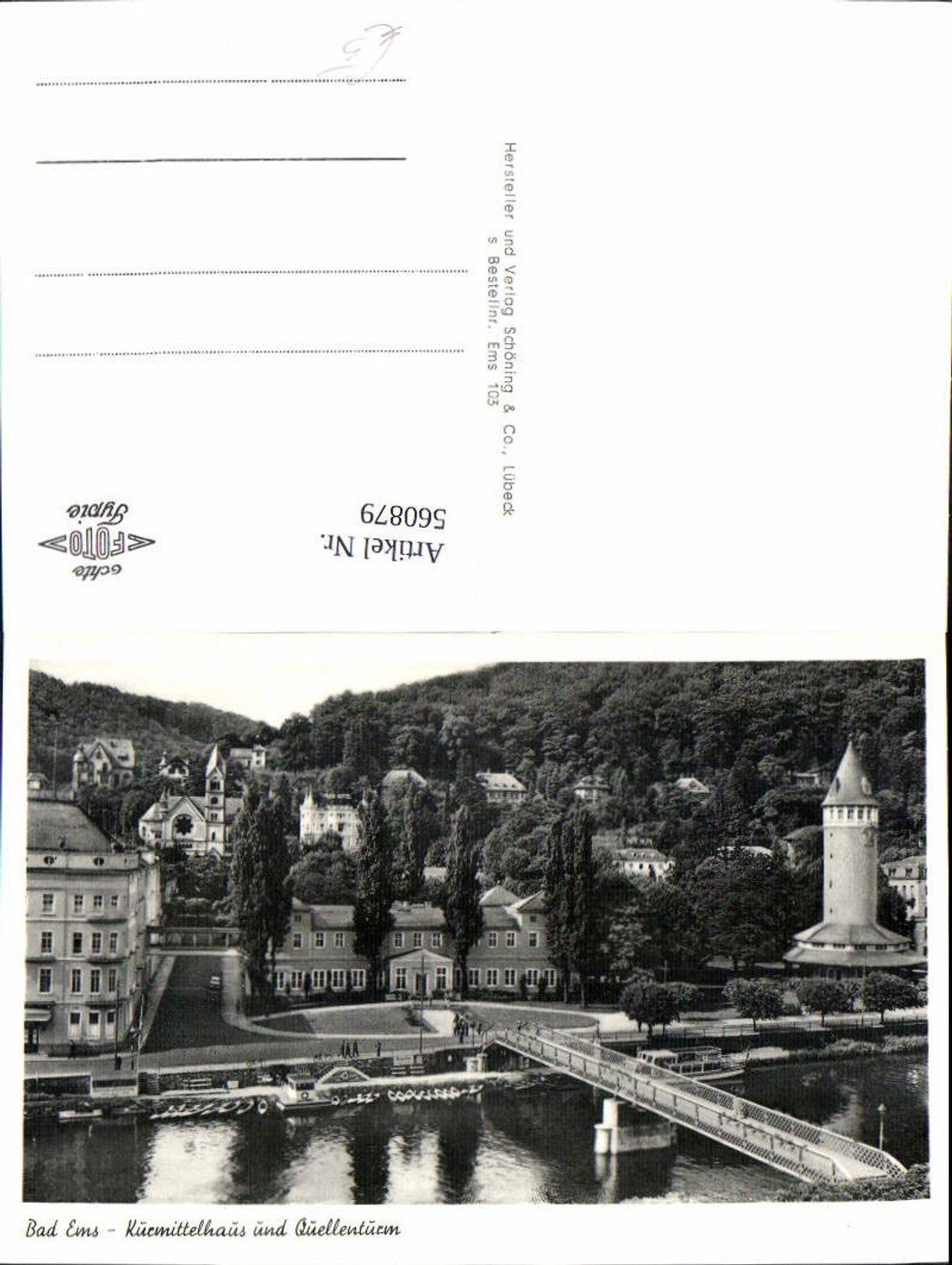 560879,Foto Ak Bad Ems Kurmittelhaus u. Quellenturm Brücke