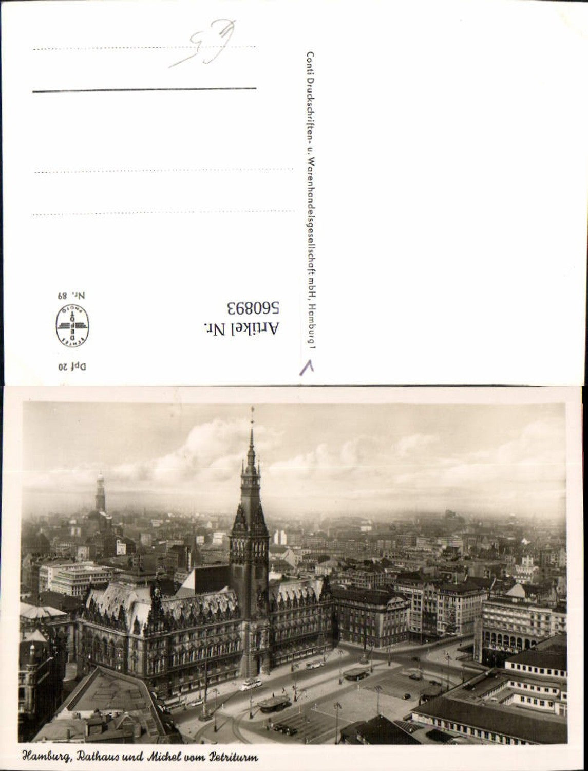 560893,Foto Ak Hamburg Rathaus u. Michel v. Petriturm