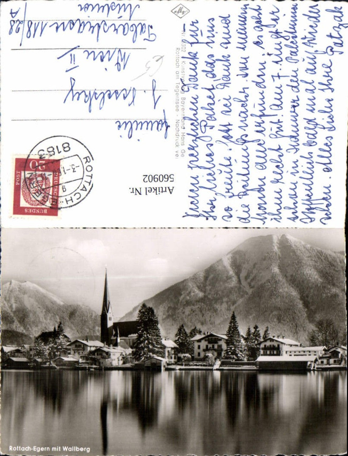 560902,Rottach-Egern m. Wallberg Winteransicht v. Wasser aus
