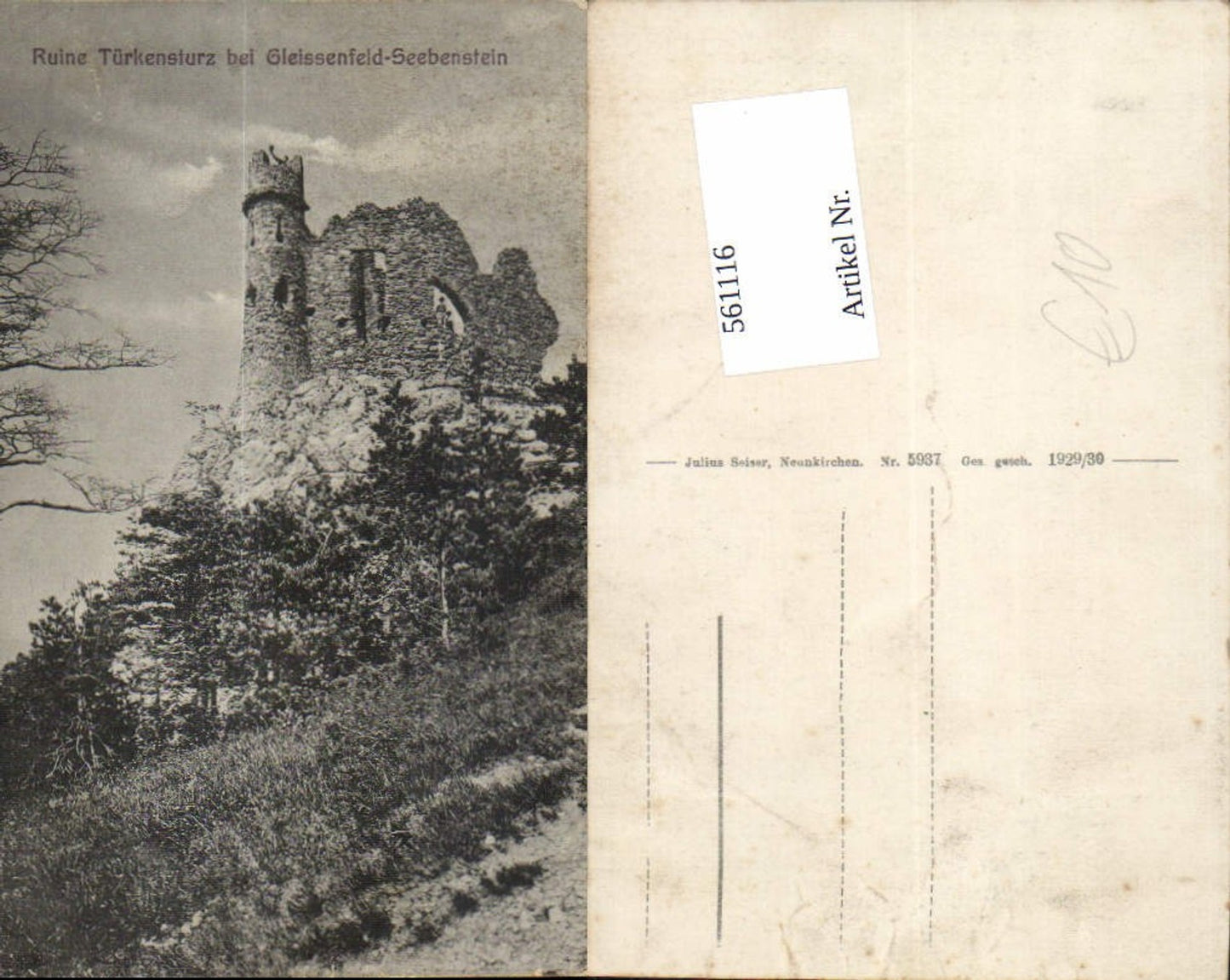 561116,Ruine Türkensturz bei Gleissenfeld Seebenstein pub Seiser 5937