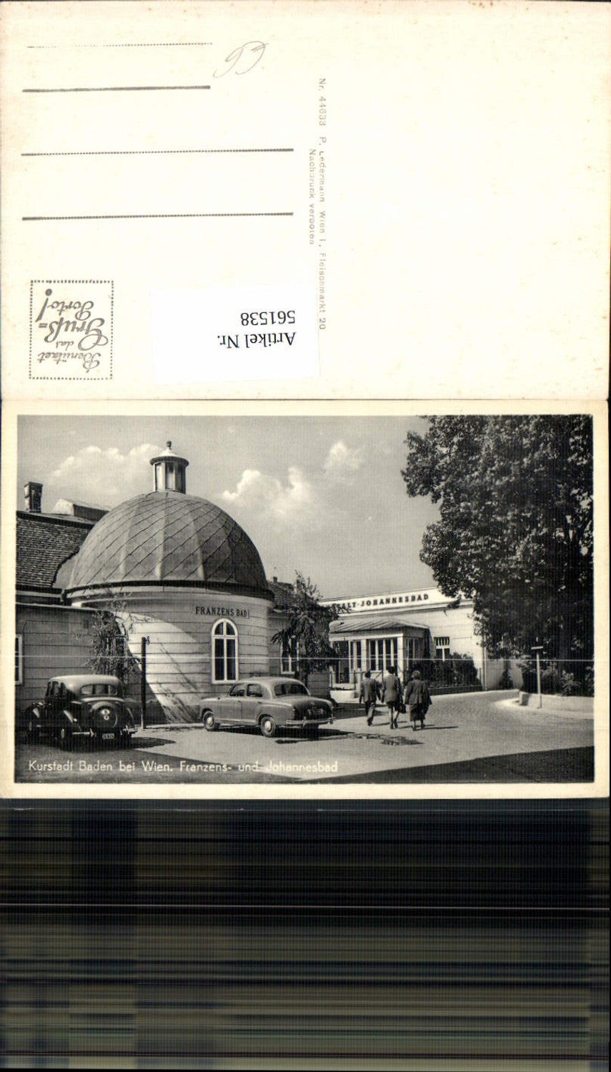 561538,Foto Ak Baden b. Wien Franzens-u. Johannesbad Automobil Oldtimer