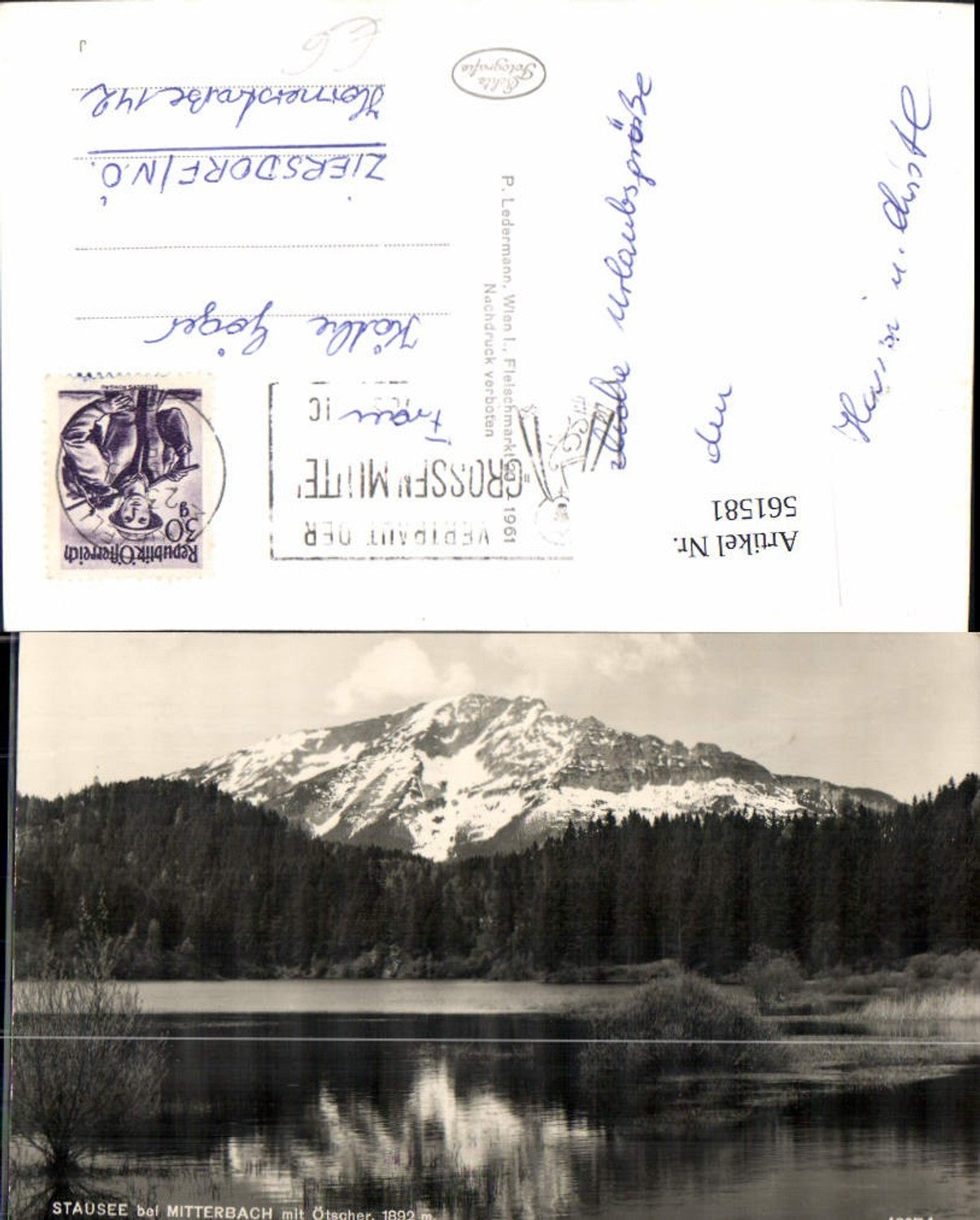 561581,Foto Ak Stausee Mitterbach am Erlaufsee m. Ötscher