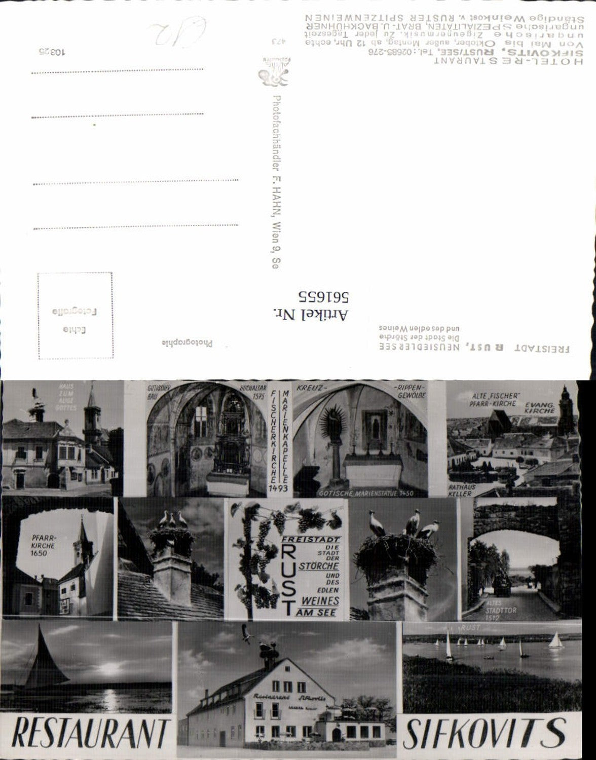 561655,Mehrbild Ak Rust Neusiedlersee Restaurant Sifkovits Storch Kirche