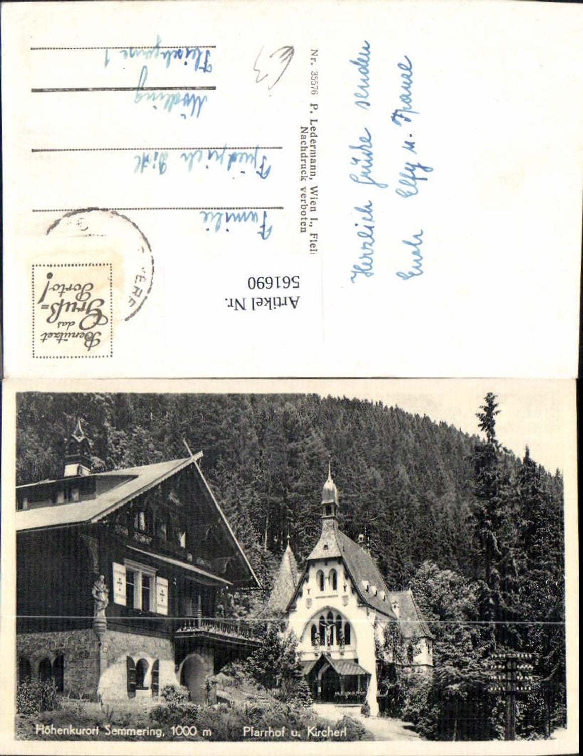 561690,Foto Ak Semmering Pfarrhof u. Kircherl