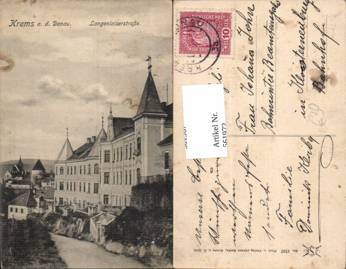 561972,seltene AK Krems an der Donau Langenloiserstraße