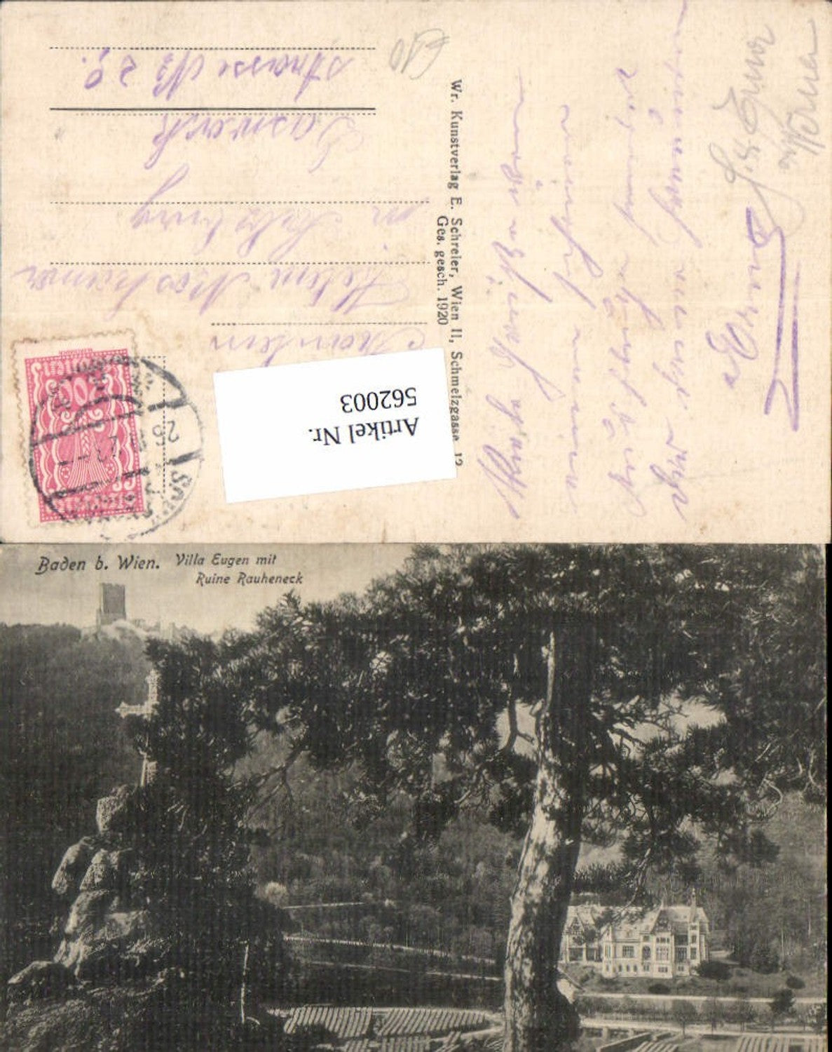 562003,tolle AK Baden bei Wien Villa Eugen Ruine Rauheneck