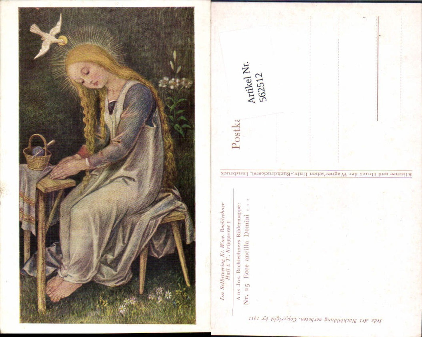 562512,Künstler AK Josef Bachlehner Hall Tirol 25 Ecce ancilla Domini