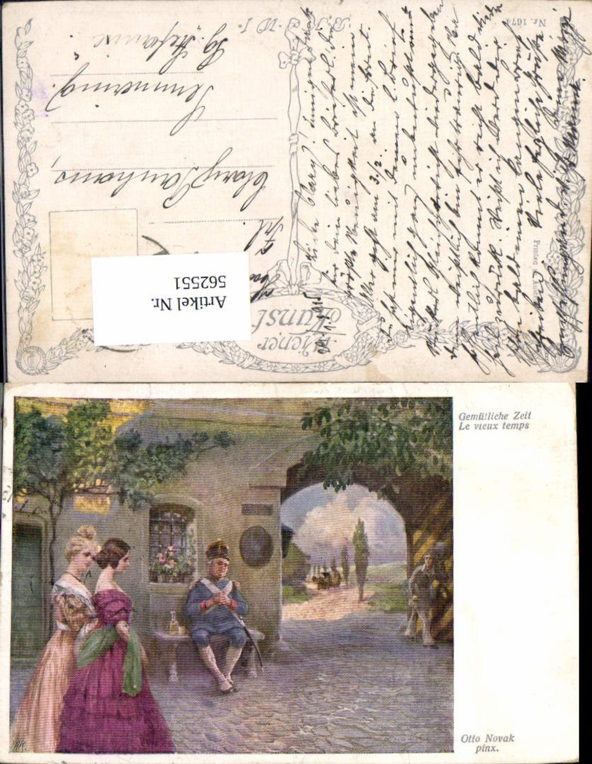 562551,Künstler AK Otto Novak Gemütliche Zeit Mann Schnaps Frauen Kleid pub B.K.W.I. 1674