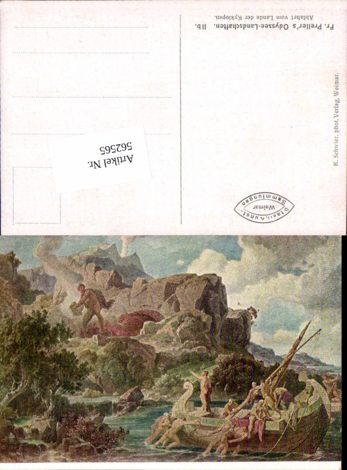 562565,Künstler AK Friedrich Preller Odyssee Landschaften II b. Kyklopen
