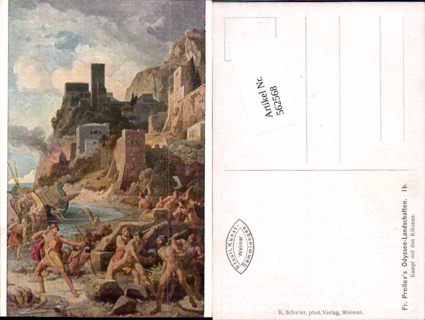 562568,Künstler AK Friedrich Preller Odyssee Landschaften I b. Kampf Kikonen