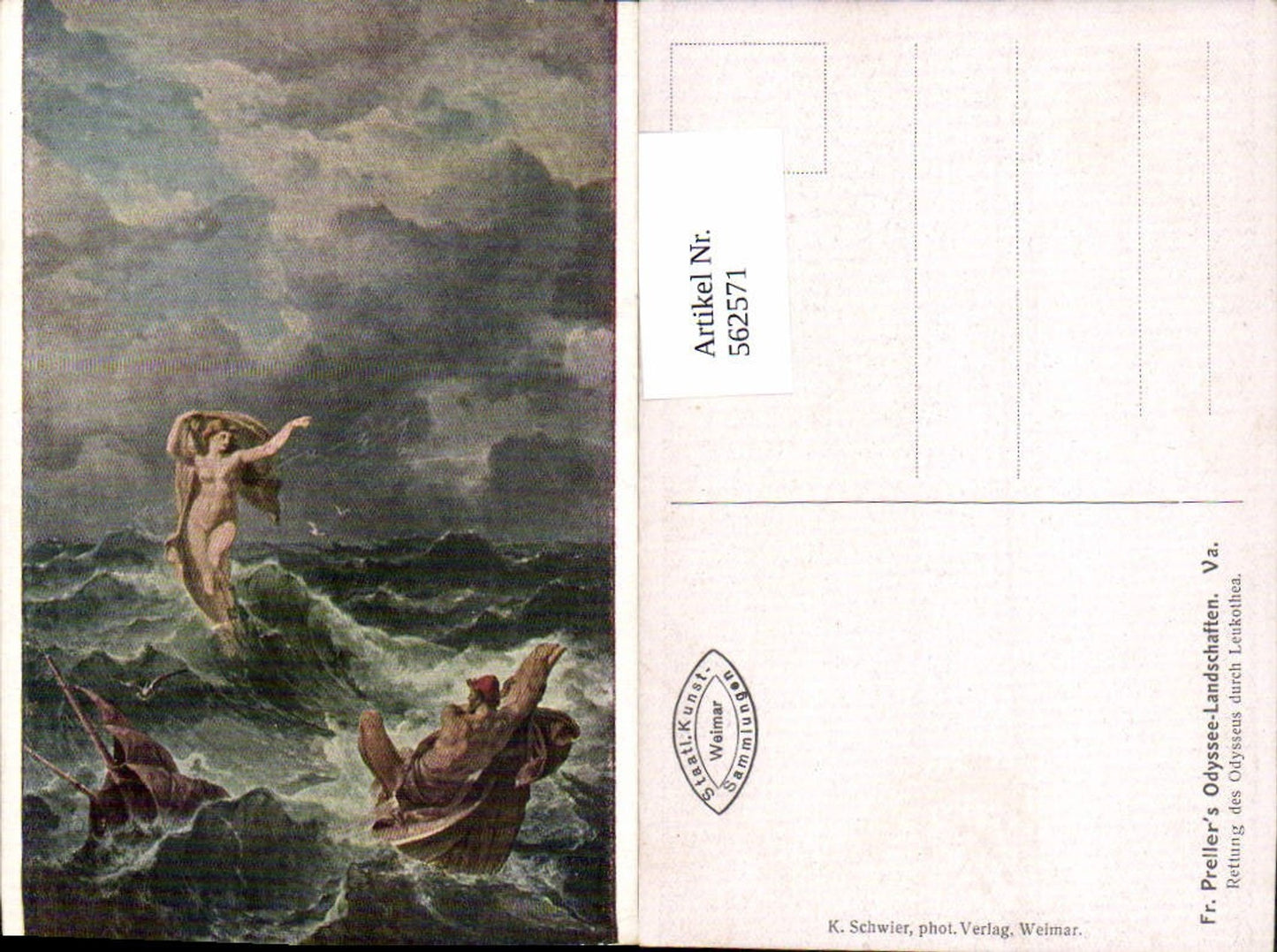 562571,Künstler AK Friedrich Preller Odyssee Landschaften V a. Odysseus Leukothea