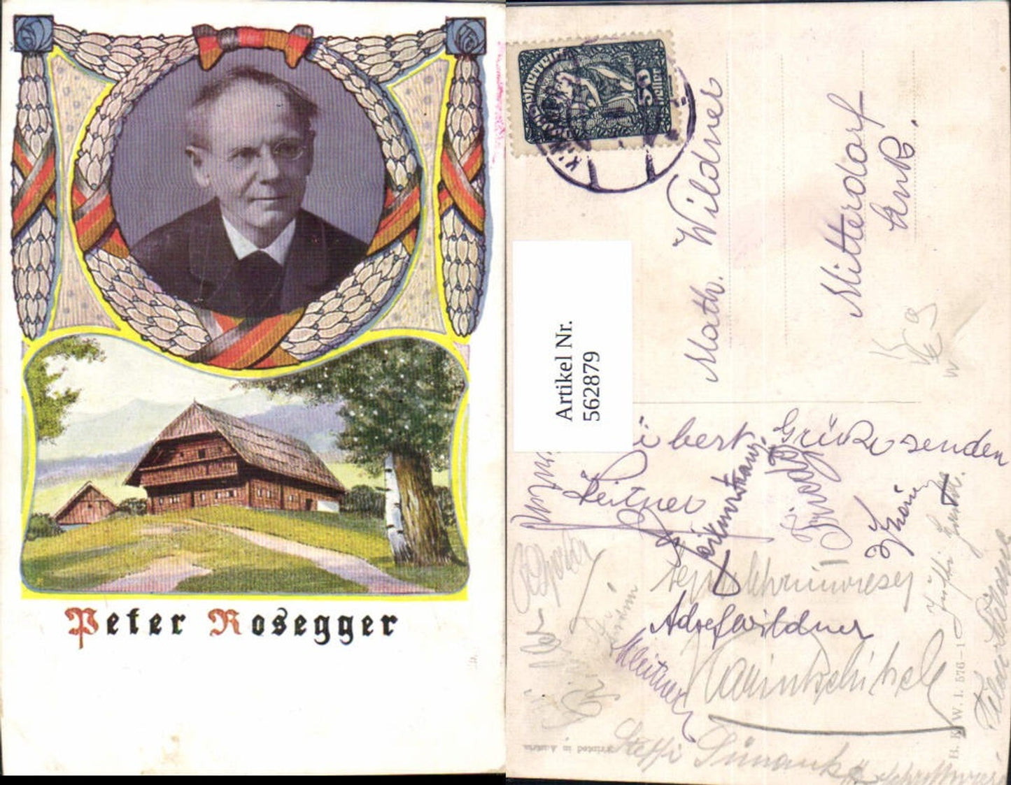 562879,Künstler Ak Peter Rosegger Krieglach Schriftsteller Kunst Wissenschaft pub B.K.W.I. 576/1