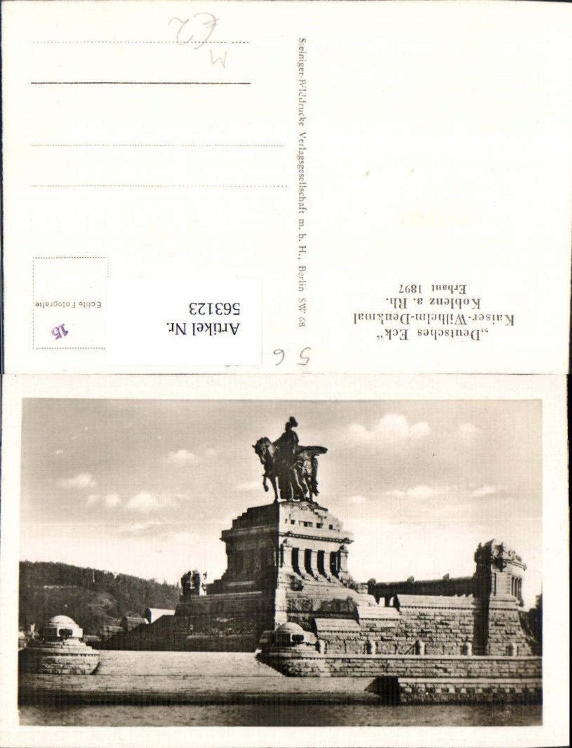 563123,Foto Ak Koblenz a. Rhein Deutsches Eck Kaiser-Wilhelm-Denkmal Statue Monument