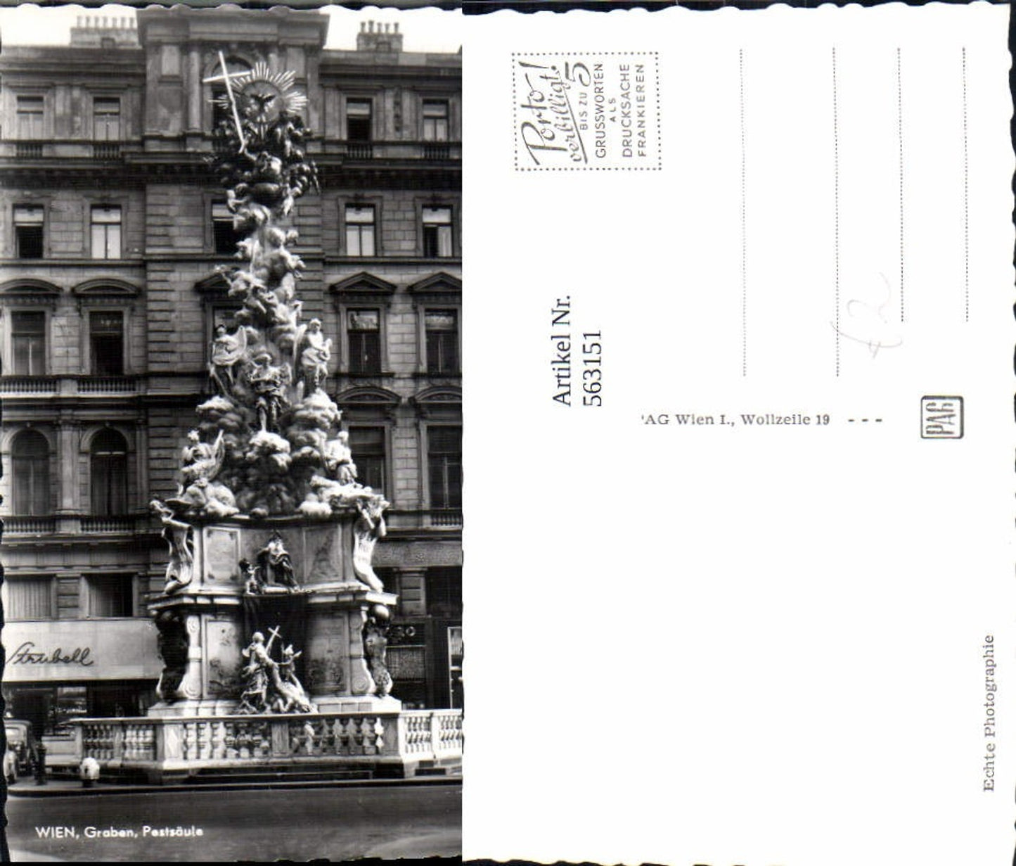 563151,Foto Ak Wien Graben Pestsäule Statue Monument