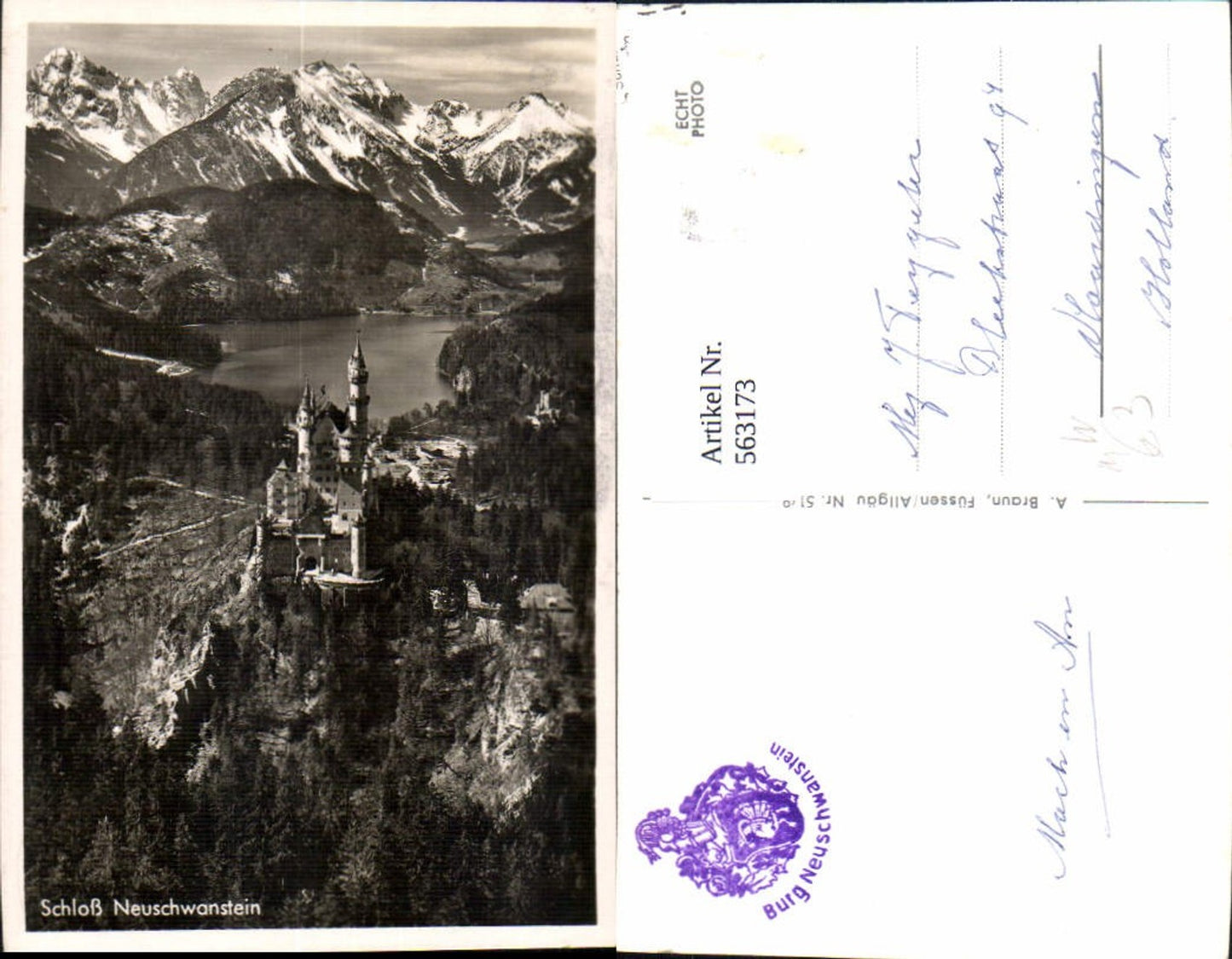563173,Foto Ak Schwangau Schloss Neuschwanstein