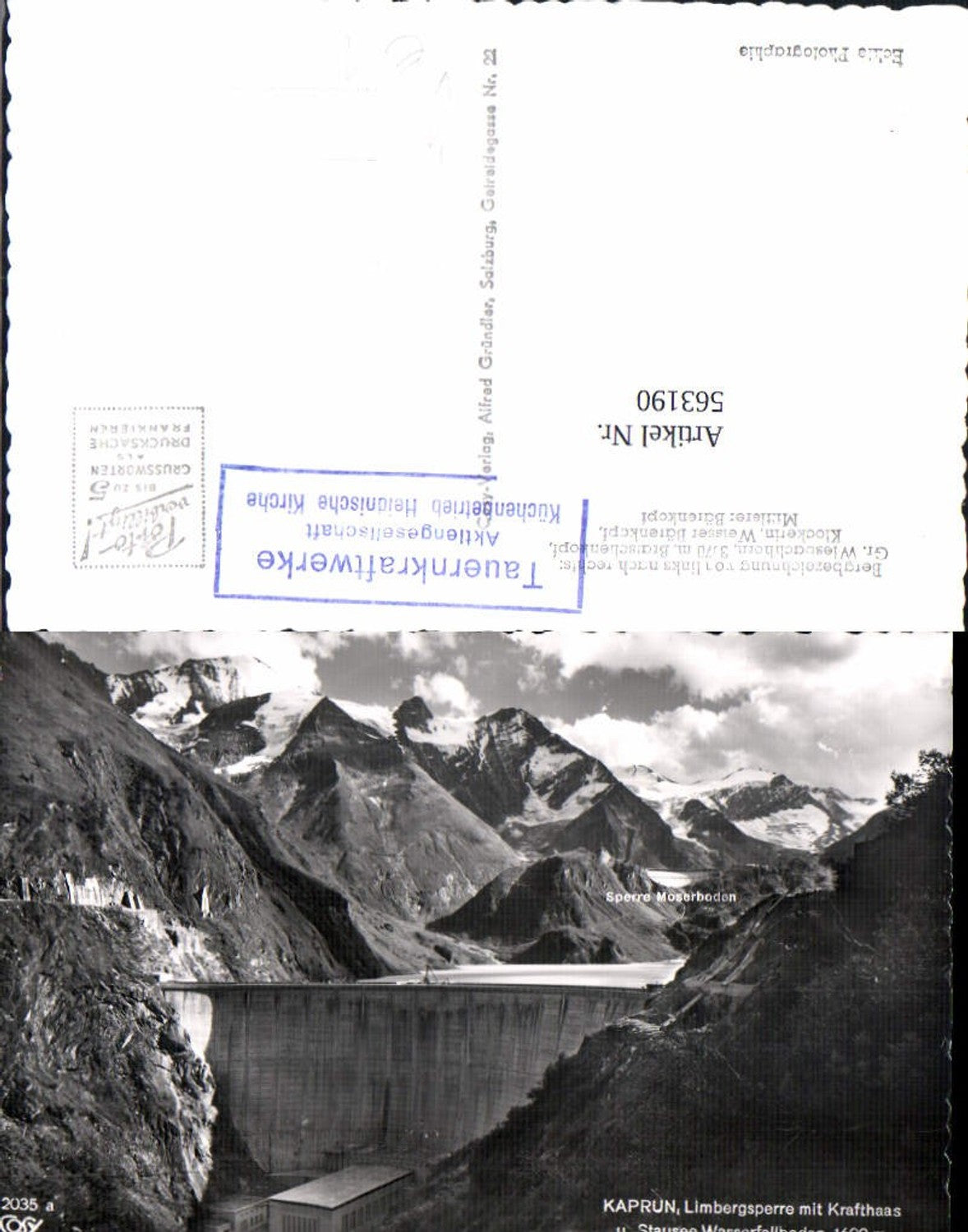 563190,Kaprun Talsperre Limbergsperre m. Krafthaus u. Stausee Wasserfallboden pub Cosy 2035a