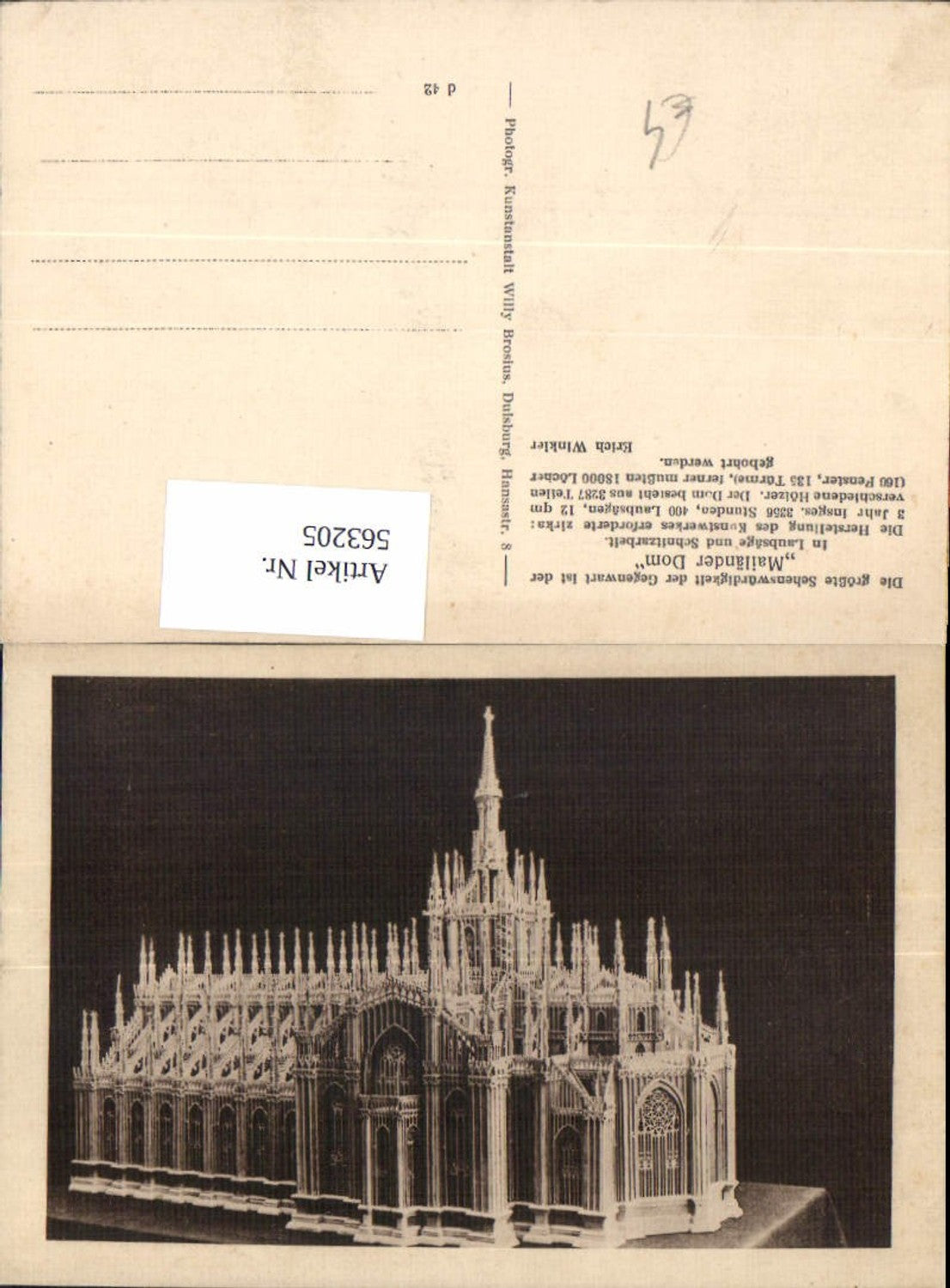 563205,Mailand Dom Modell in Laubsäge u. Schnitzarbeit Handwerk Kirche