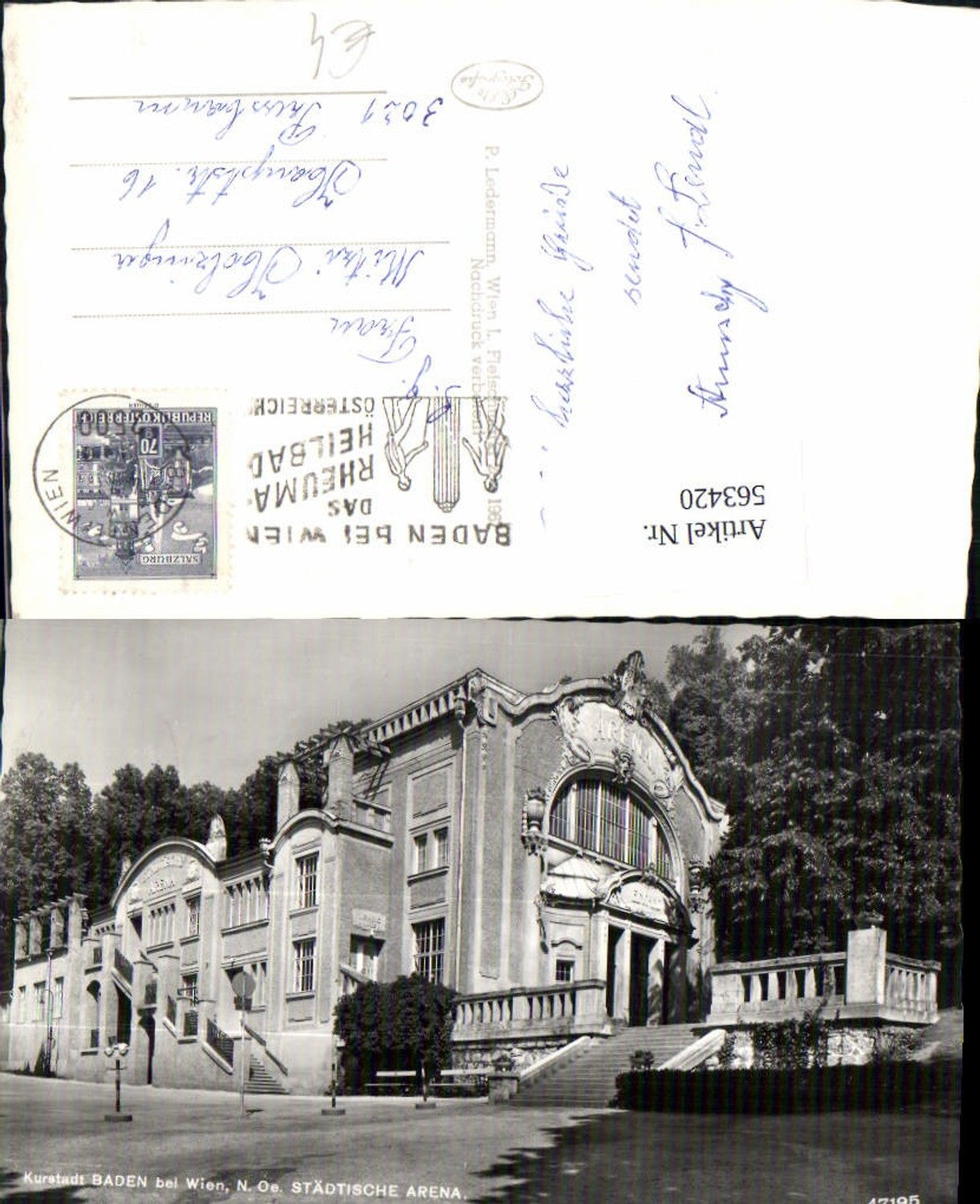 563420,Foto Ak Baden b. Wien Städtische Arena
