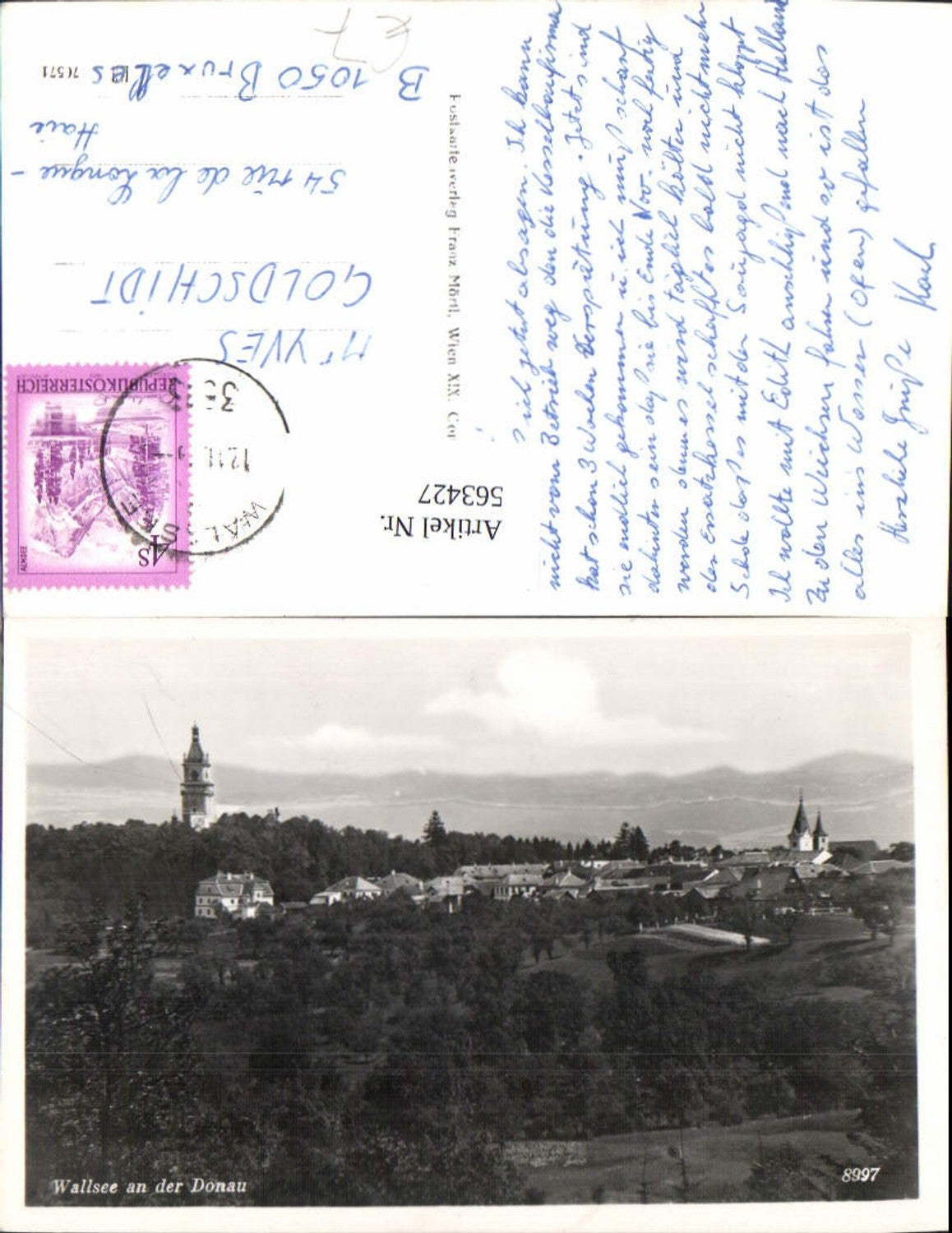 563427,Wallsee a. d. Donau Teilansicht m. Schloss