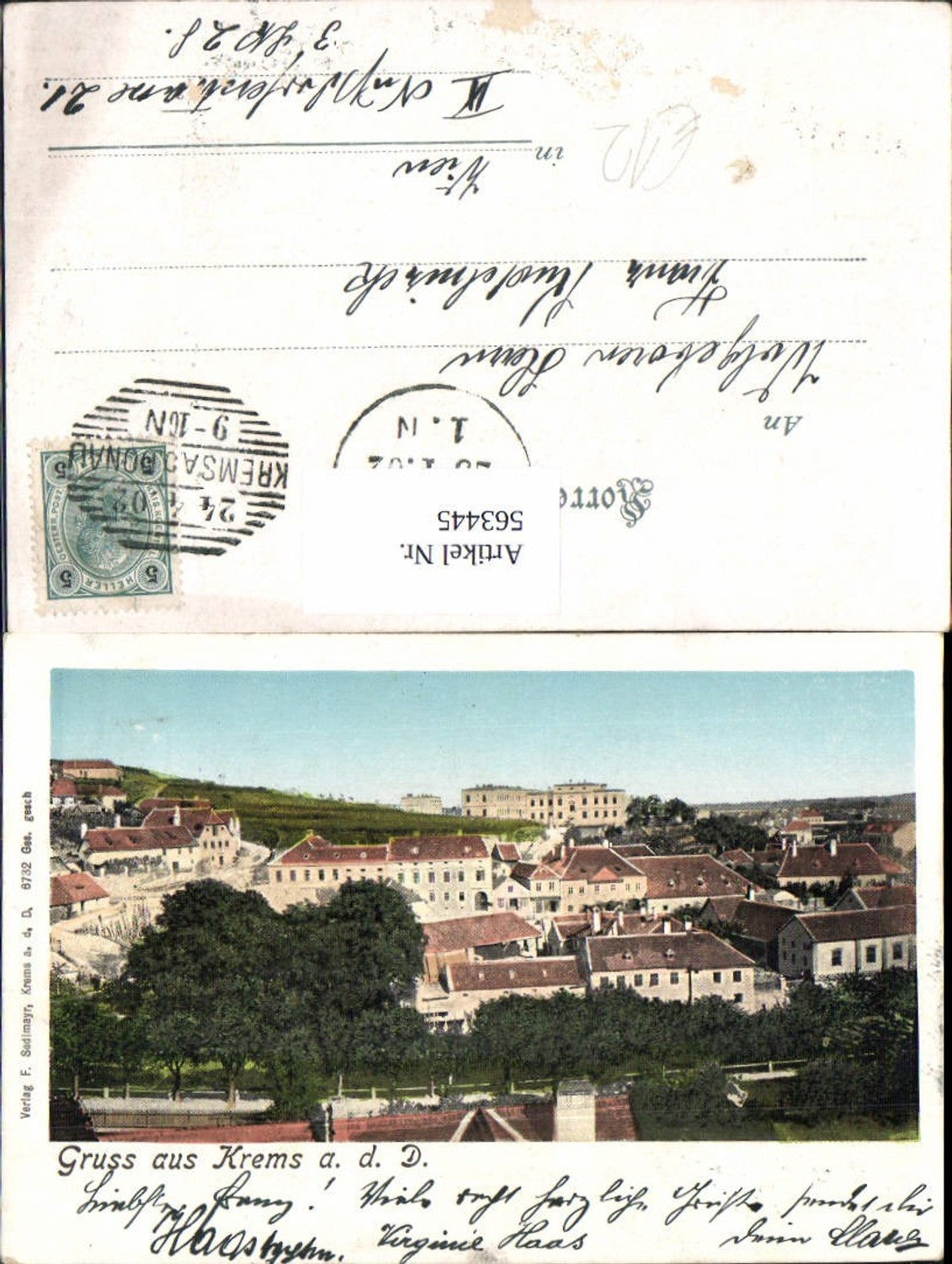 563445,Litho Krems a. d.Donau 1902 Teilansicht